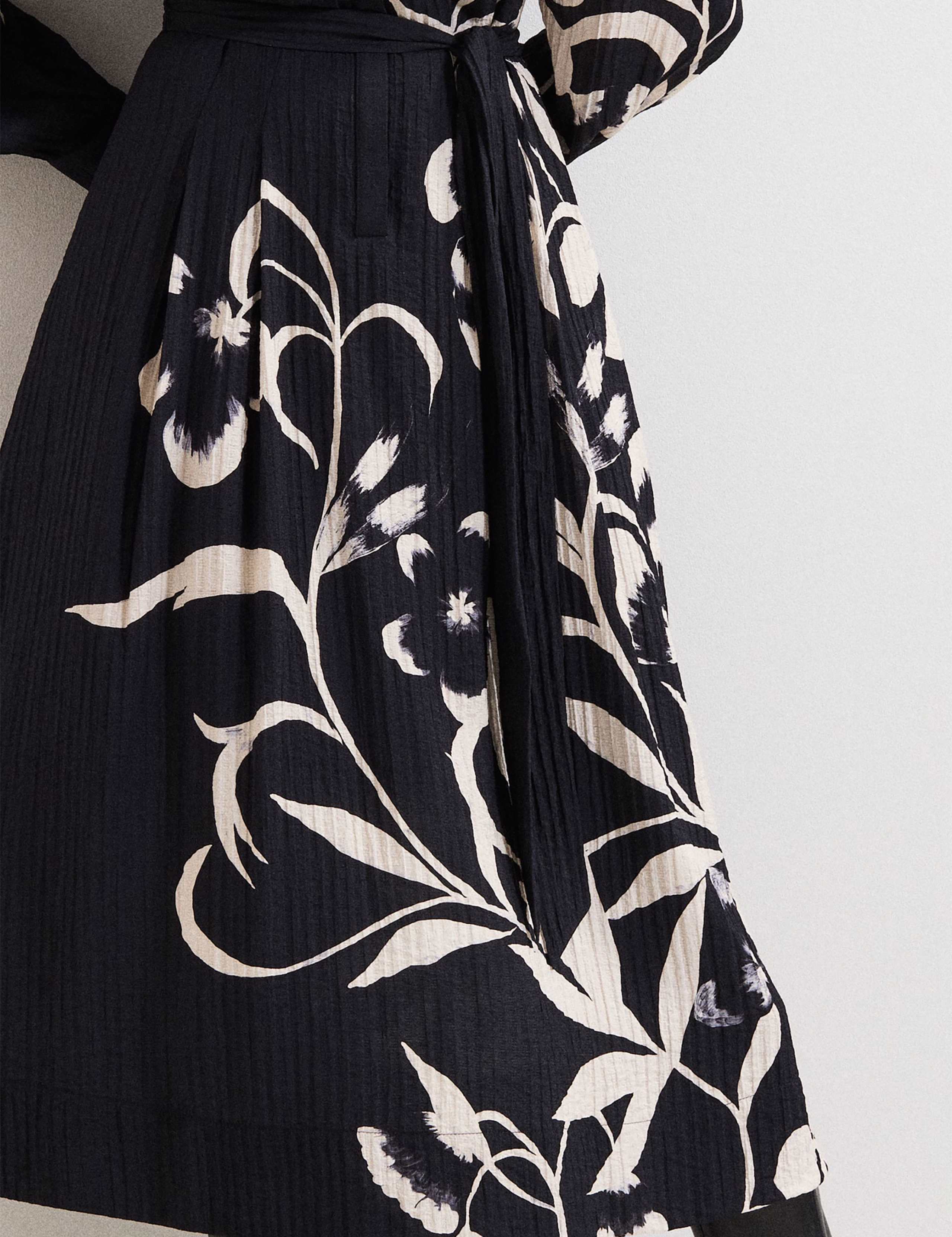 Floral Textured Knee Length Shirt Dress 8 of 8