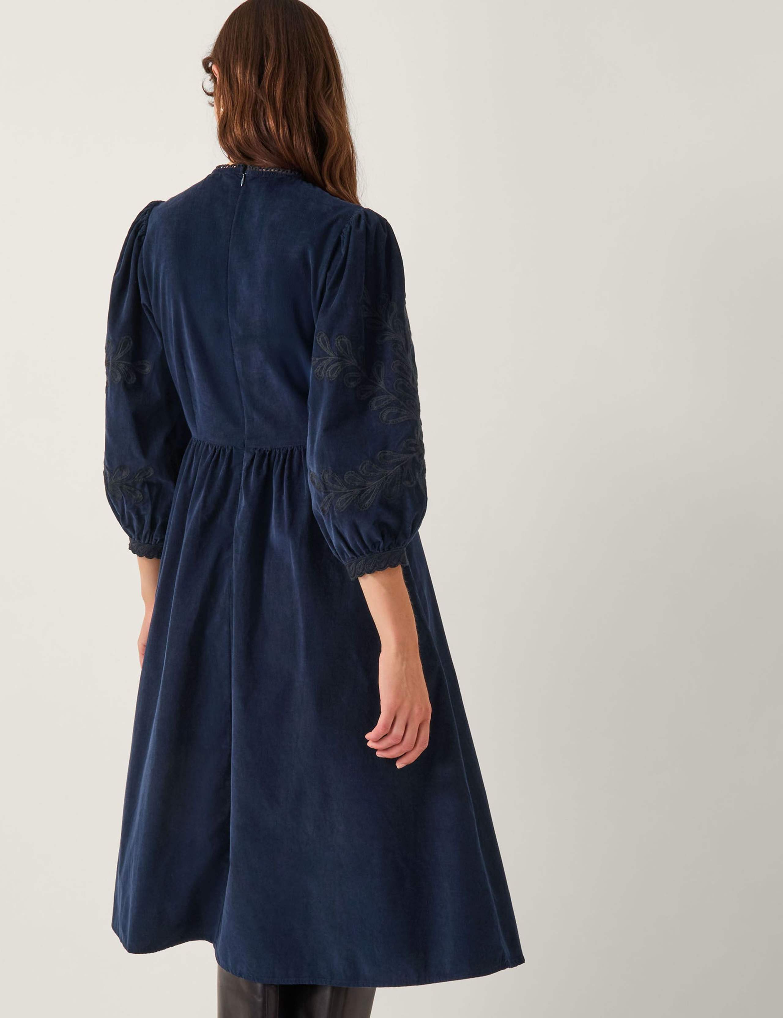 Cord Embroidered Midi Skater Dress 3 of 4