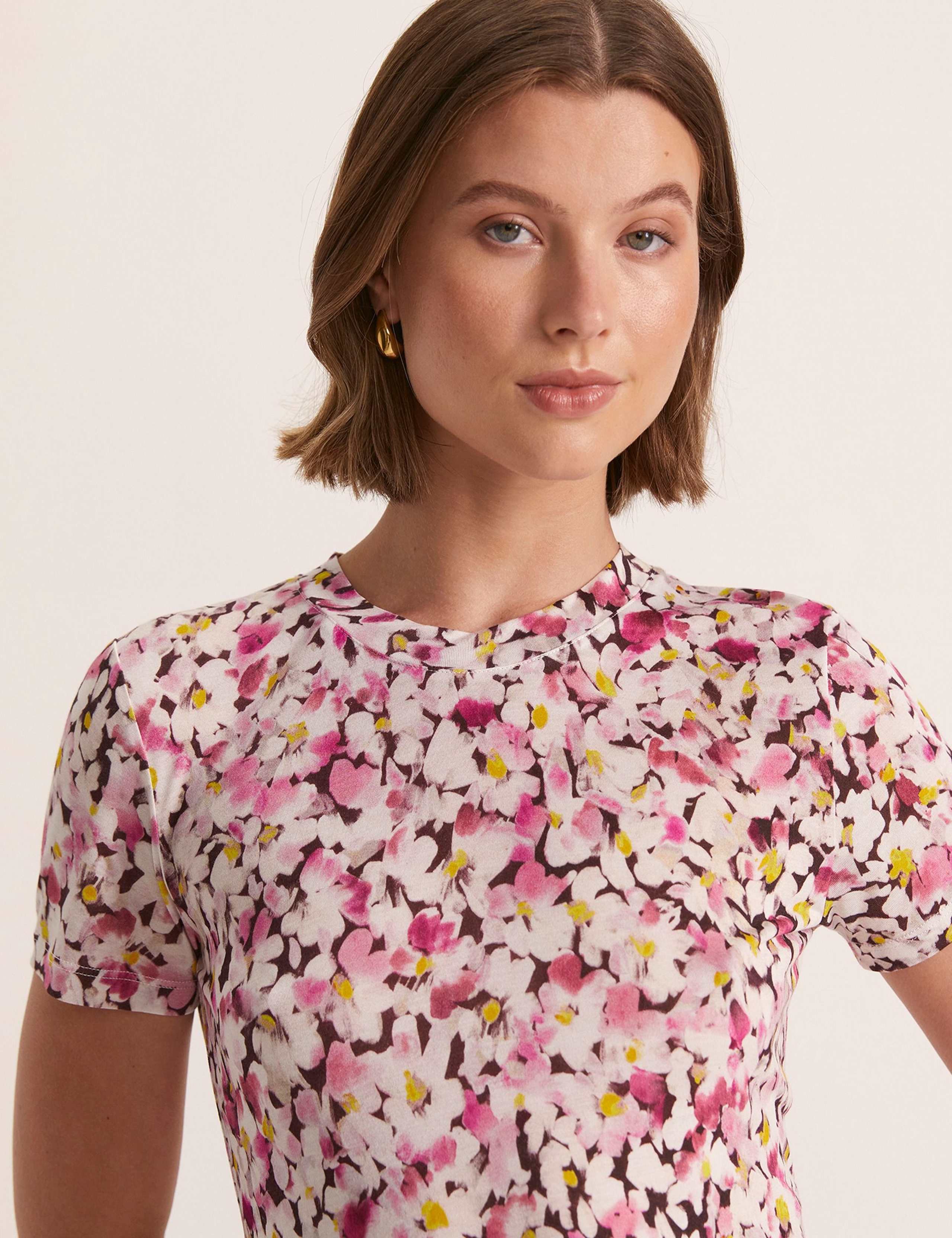 Pure Modal Floral Crew Neck T-Shirt 3 of 5