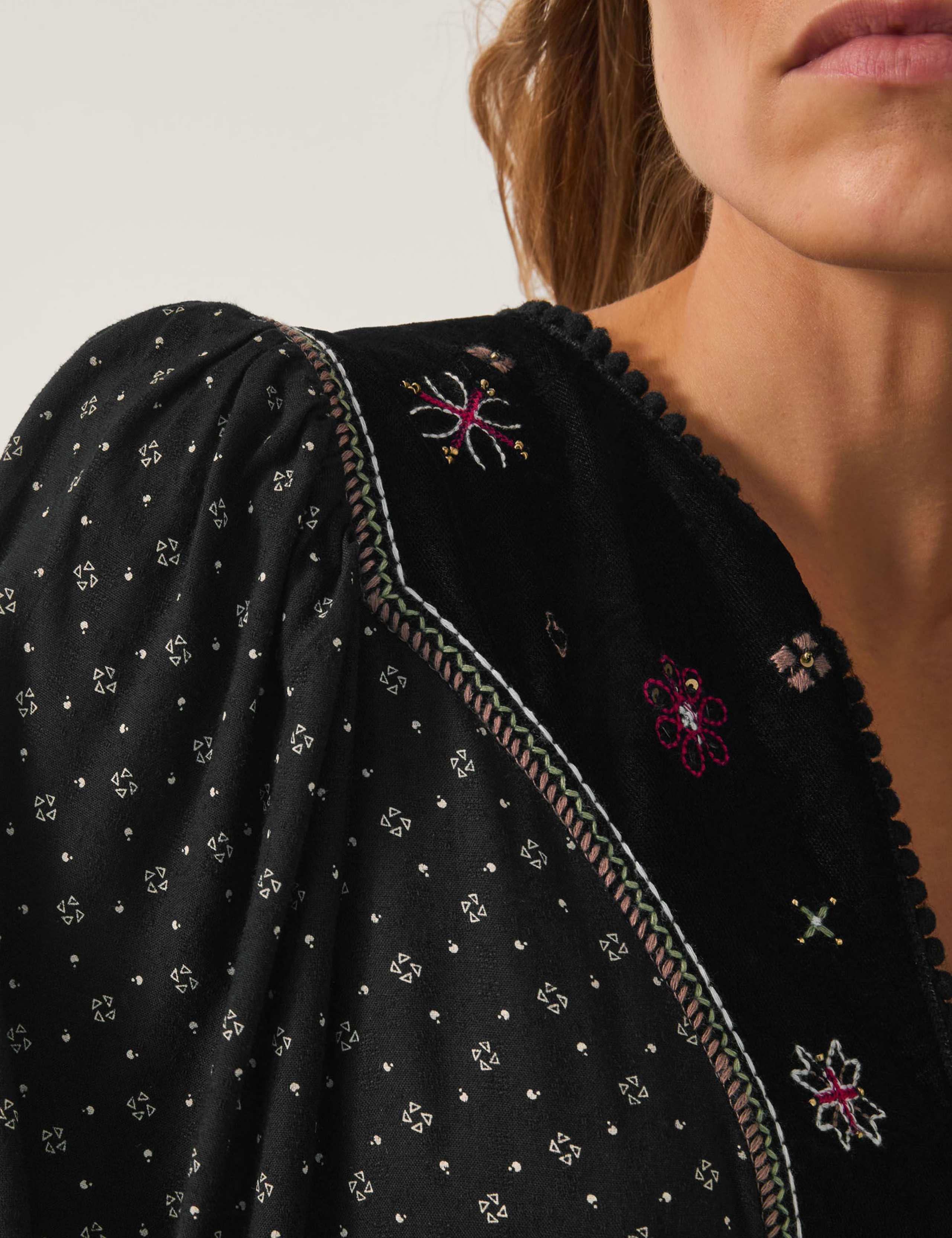 Printed Embroidered Midi Tiered Dress 4 of 5