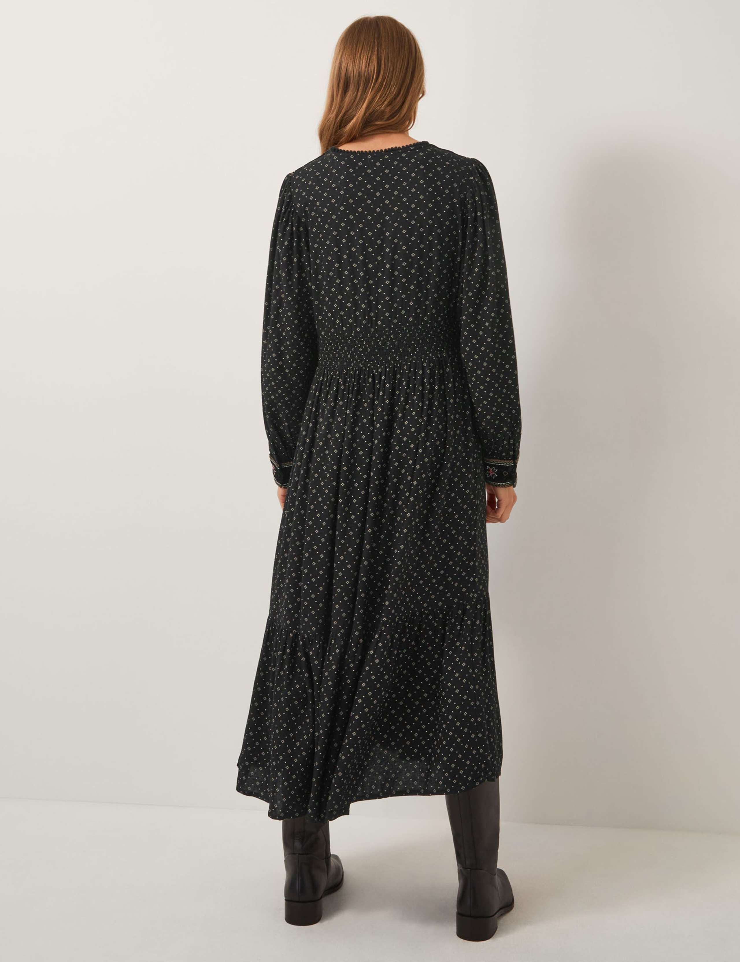 Printed Embroidered Midi Tiered Dress 5 of 5