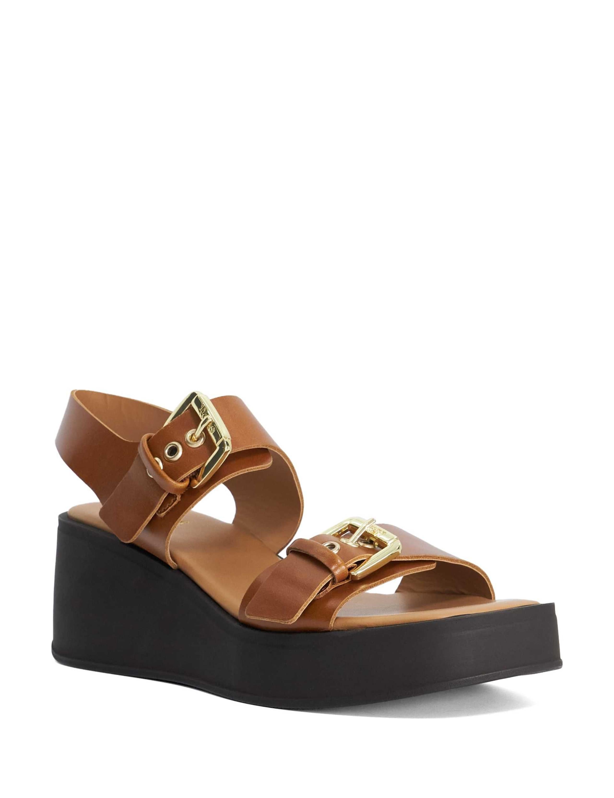 Leather Buckle Strappy Wedge Sandals 2 of 5