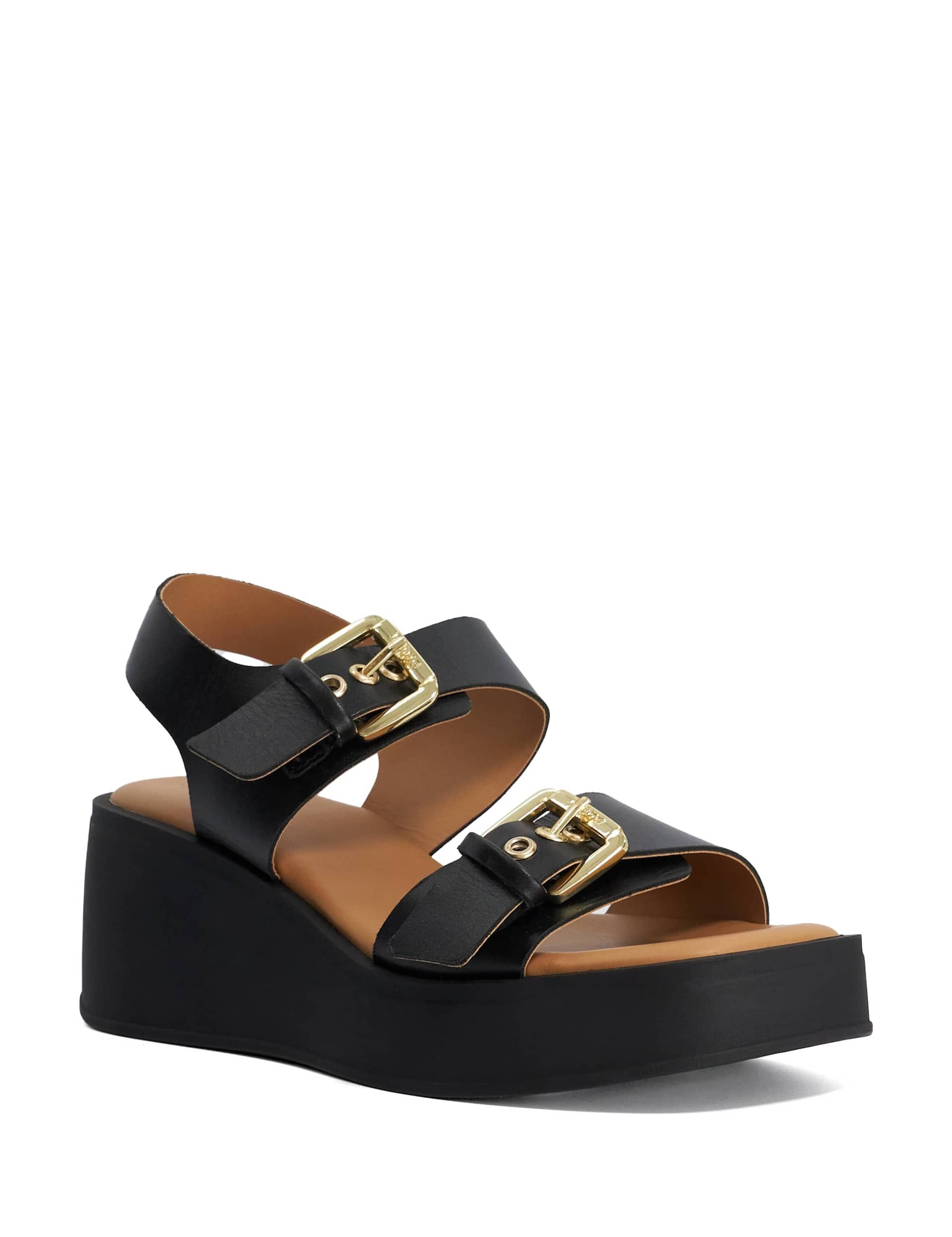 Leather Buckle Strappy Wedge Sandals 2 of 5