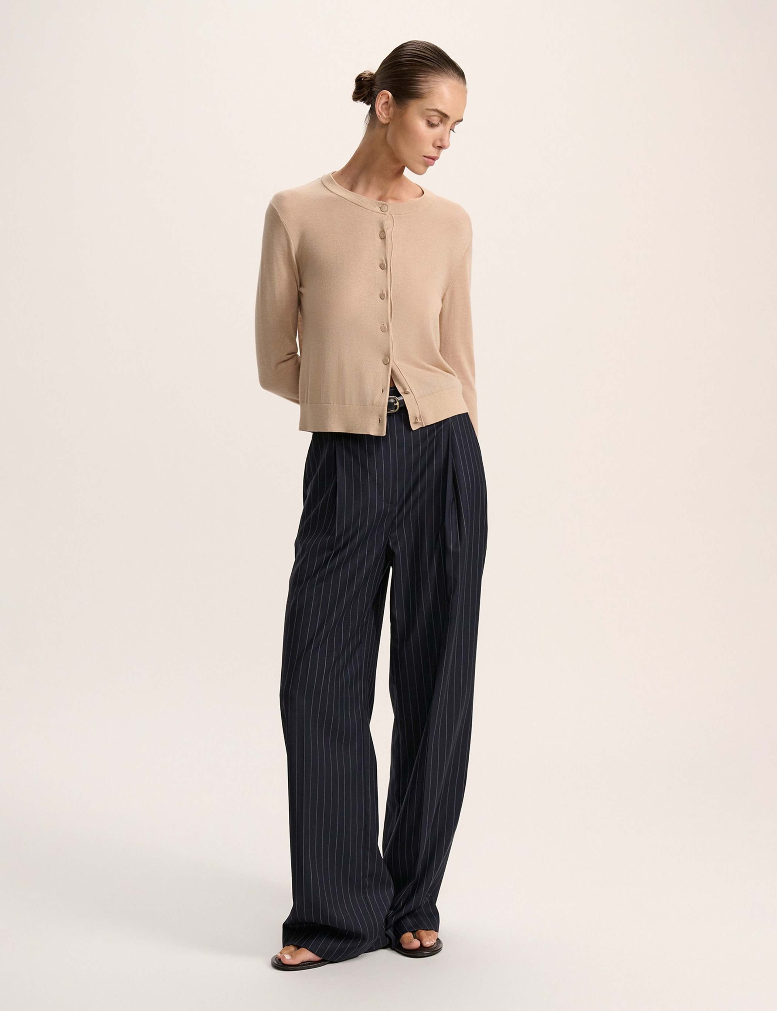 Crew Neck Cardigan with Silk 2 of 5