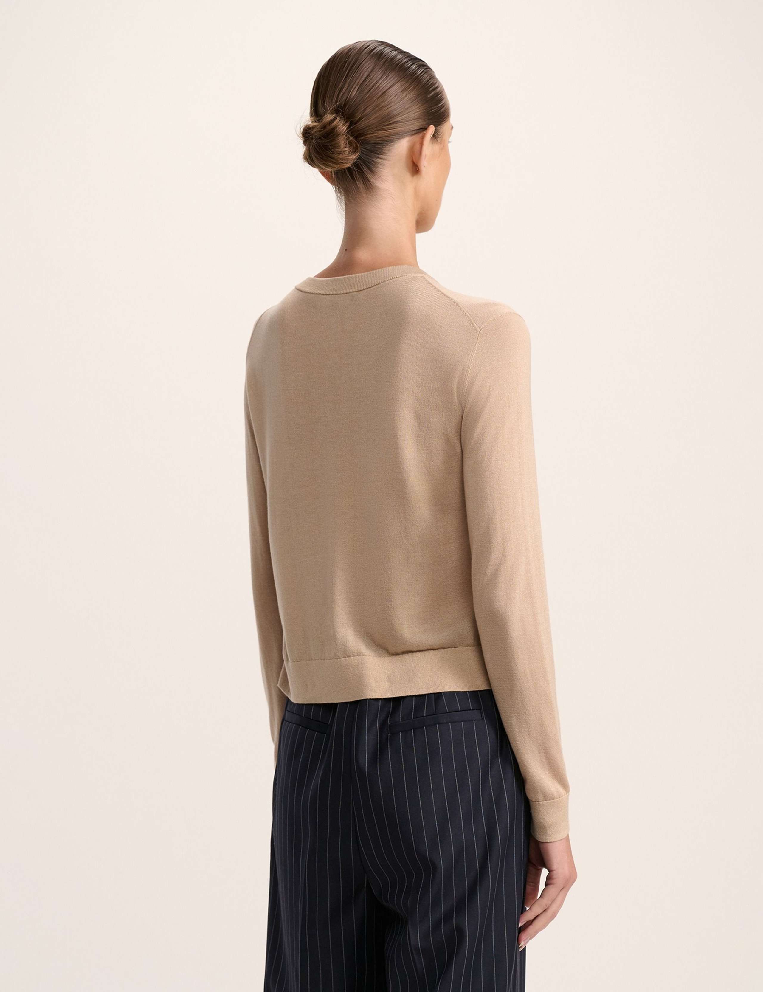 Crew Neck Cardigan with Silk 3 of 5