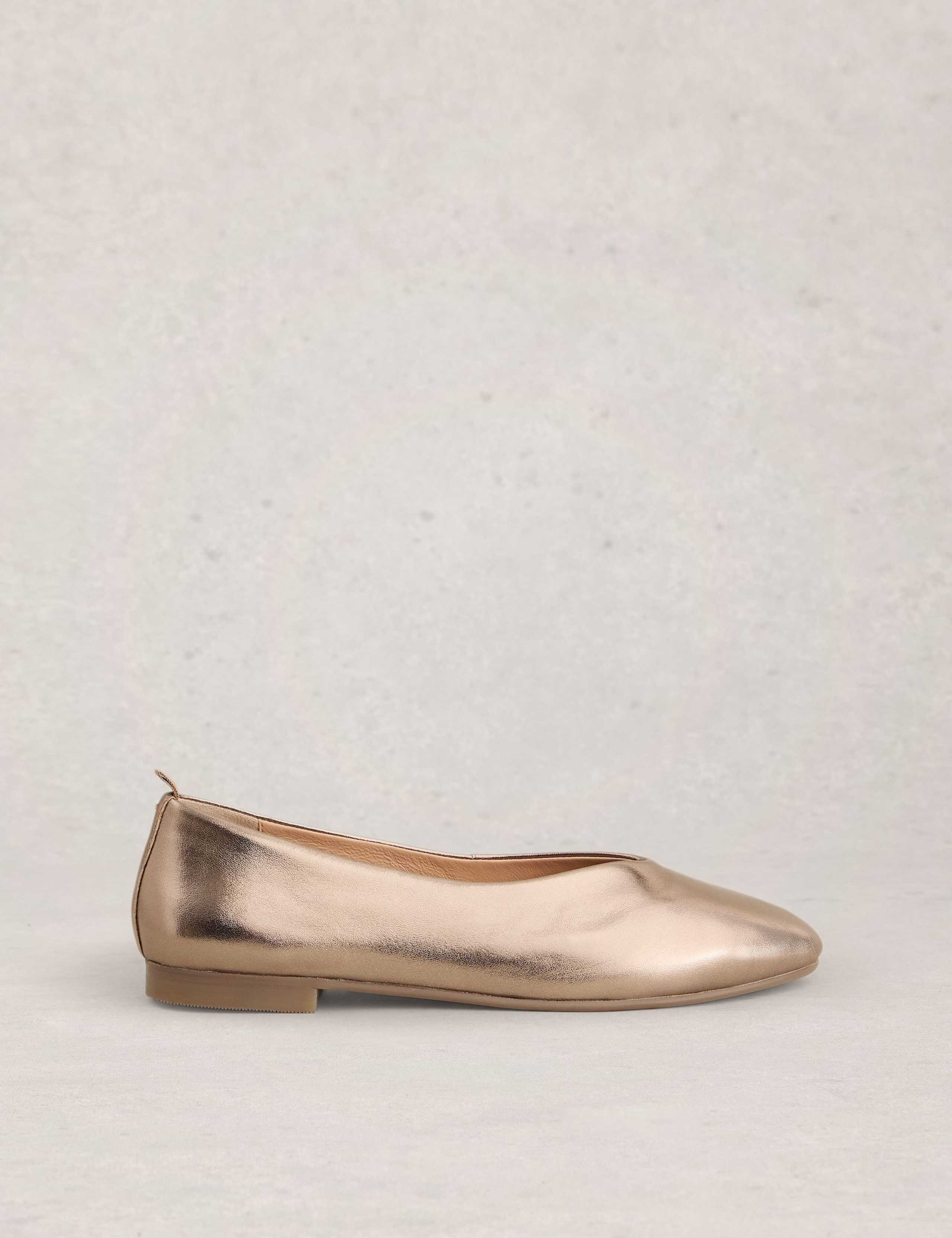 Leather Metallic Ballet Pumps 1 of 4