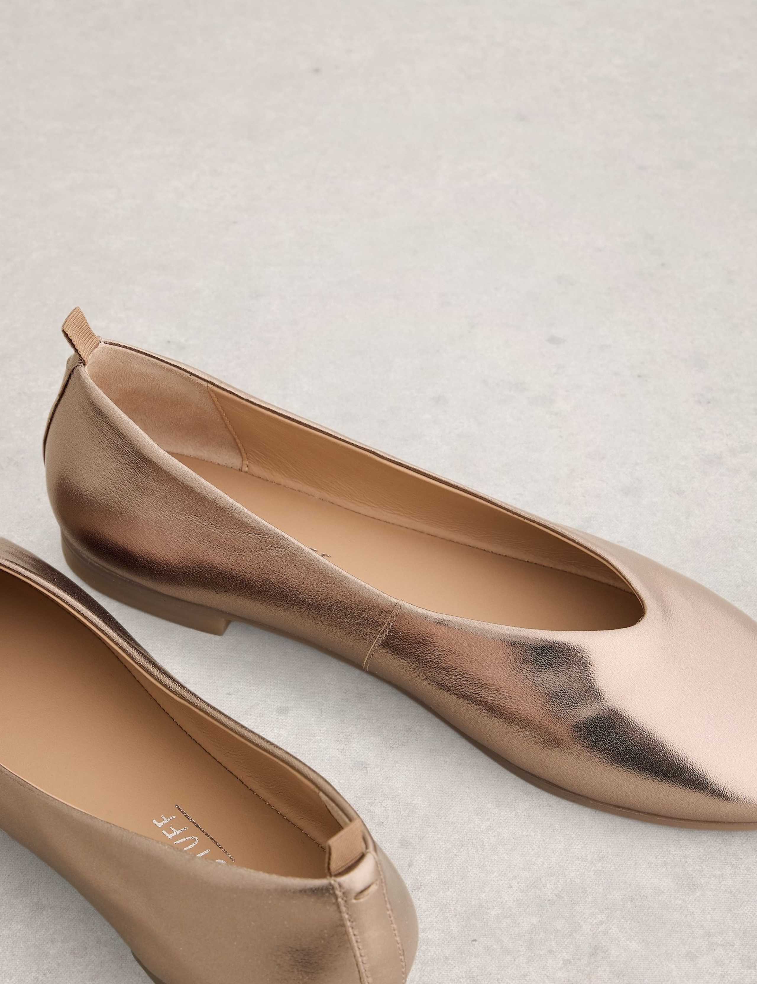 Leather Metallic Ballet Pumps 2 of 4