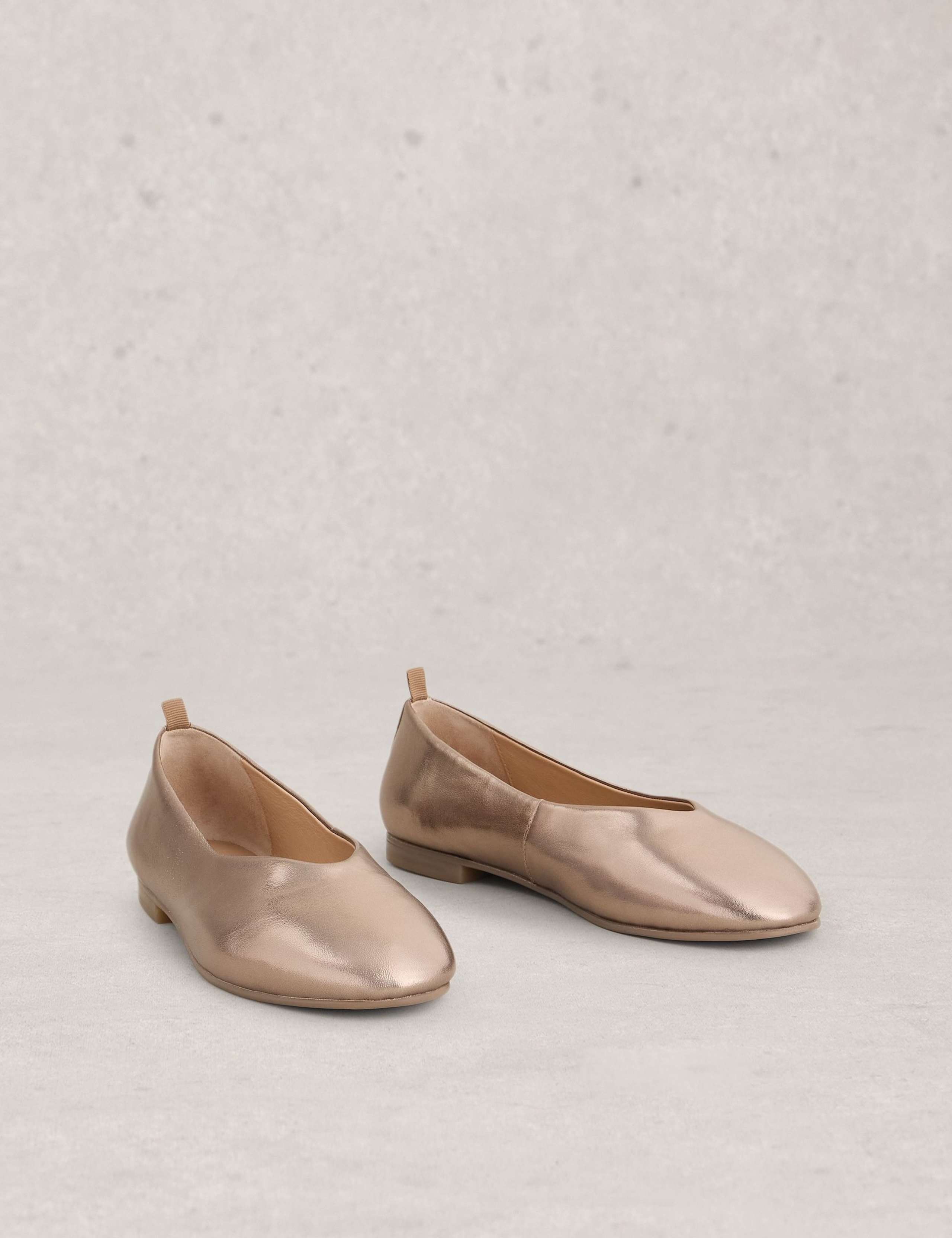 Leather Metallic Ballet Pumps 3 of 4