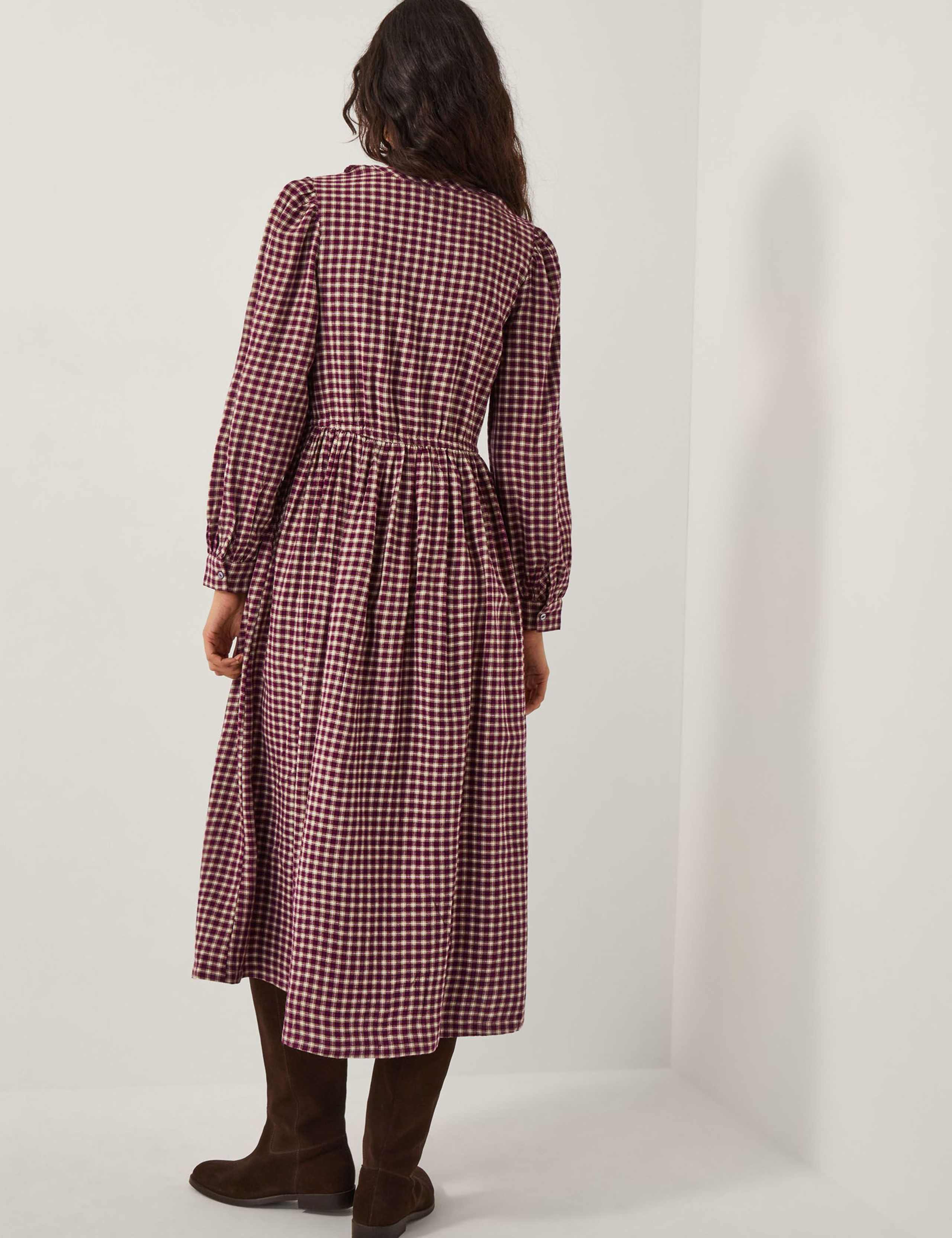 Gingham Tie Neck Midi Skater Dress 3 of 5