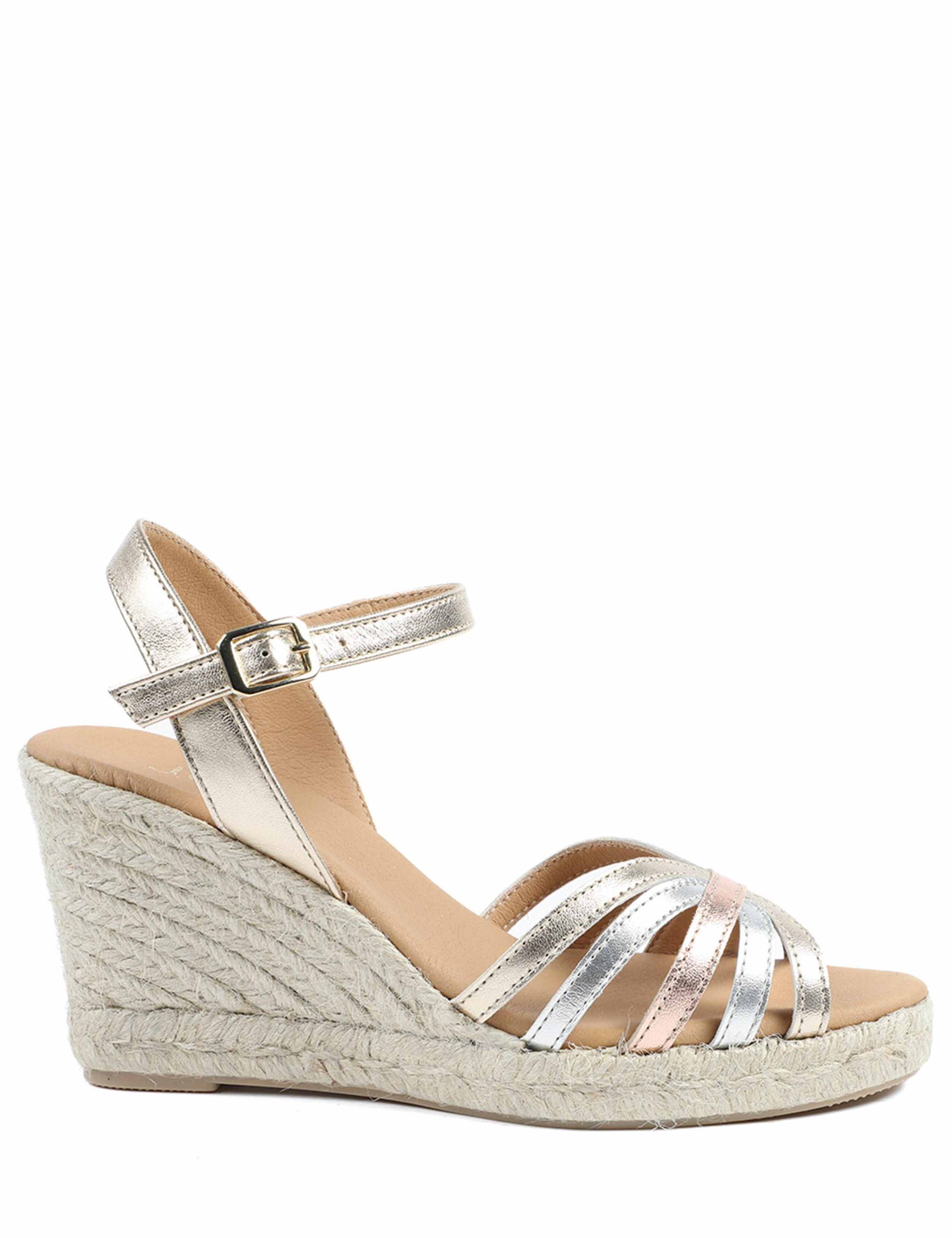 Leather Metallic Strappy Wedge Espadrilles 1 of 5