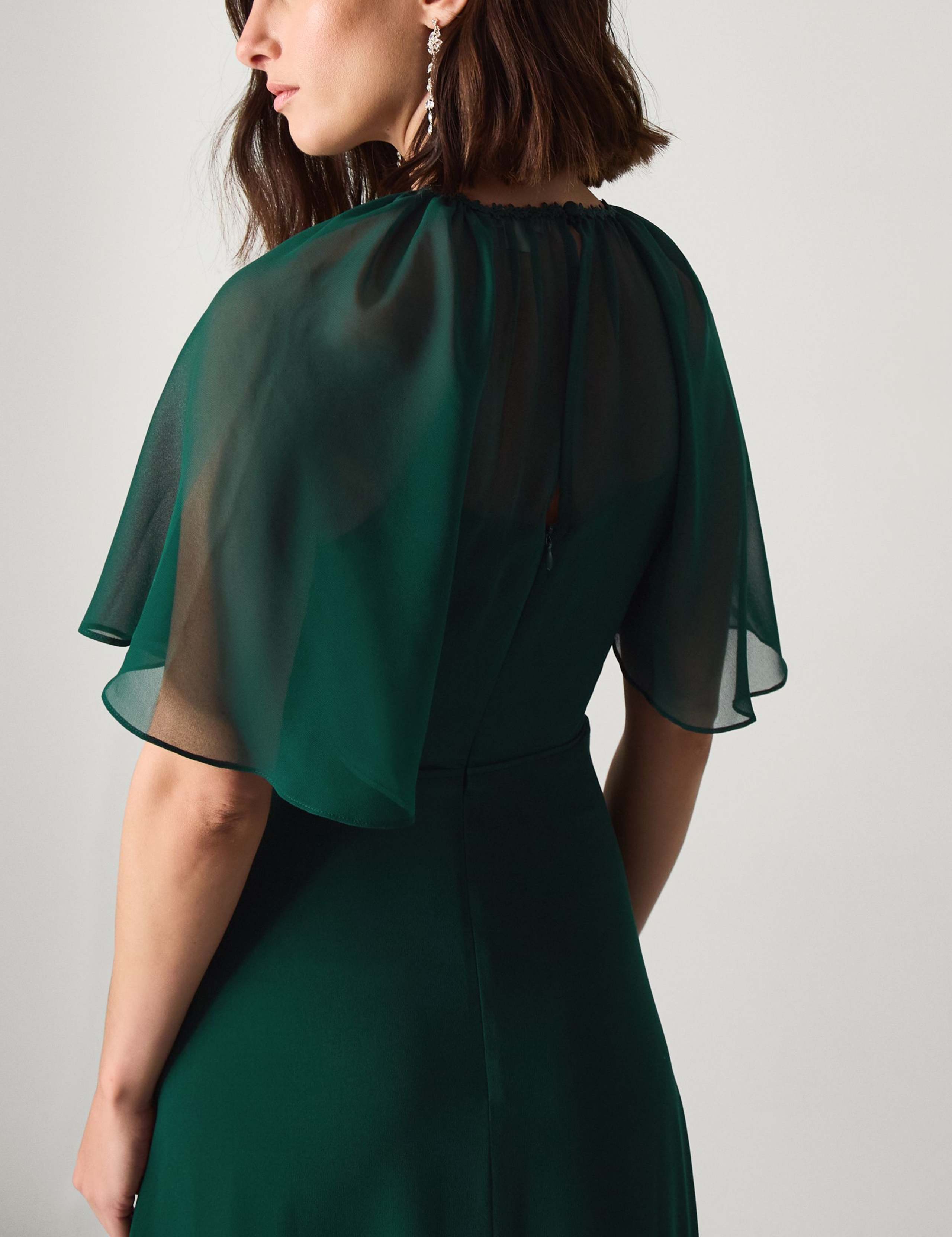 Chiffon Angel Sleeve Maxi Column Dress 4 of 5