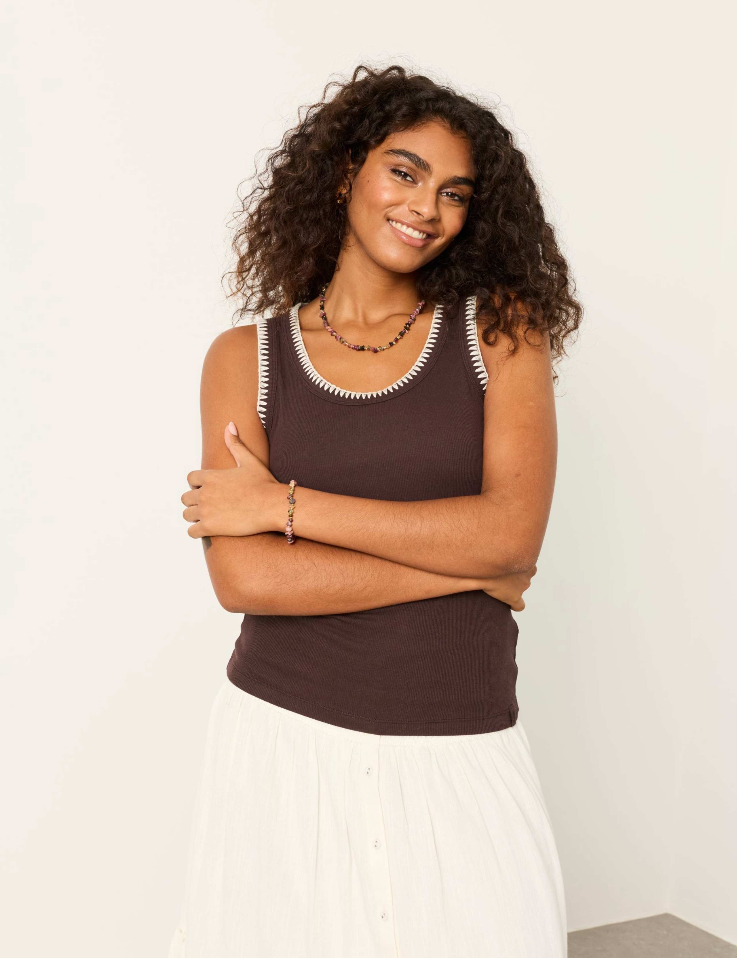 Cotton Rich Ribbed Scoop Neck Vest 4 of 6