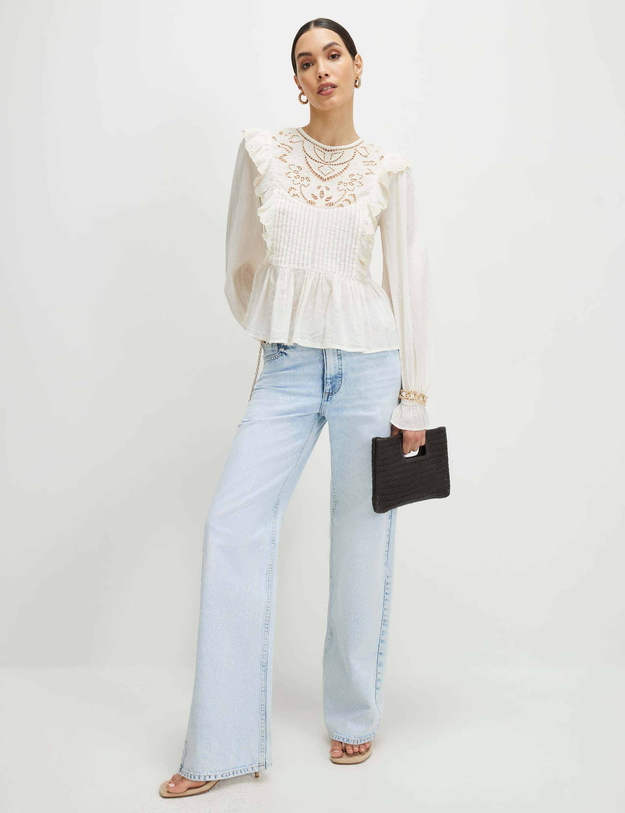 Pure Cotton Cutwork Lace Ruffle Blouse 2 of 4