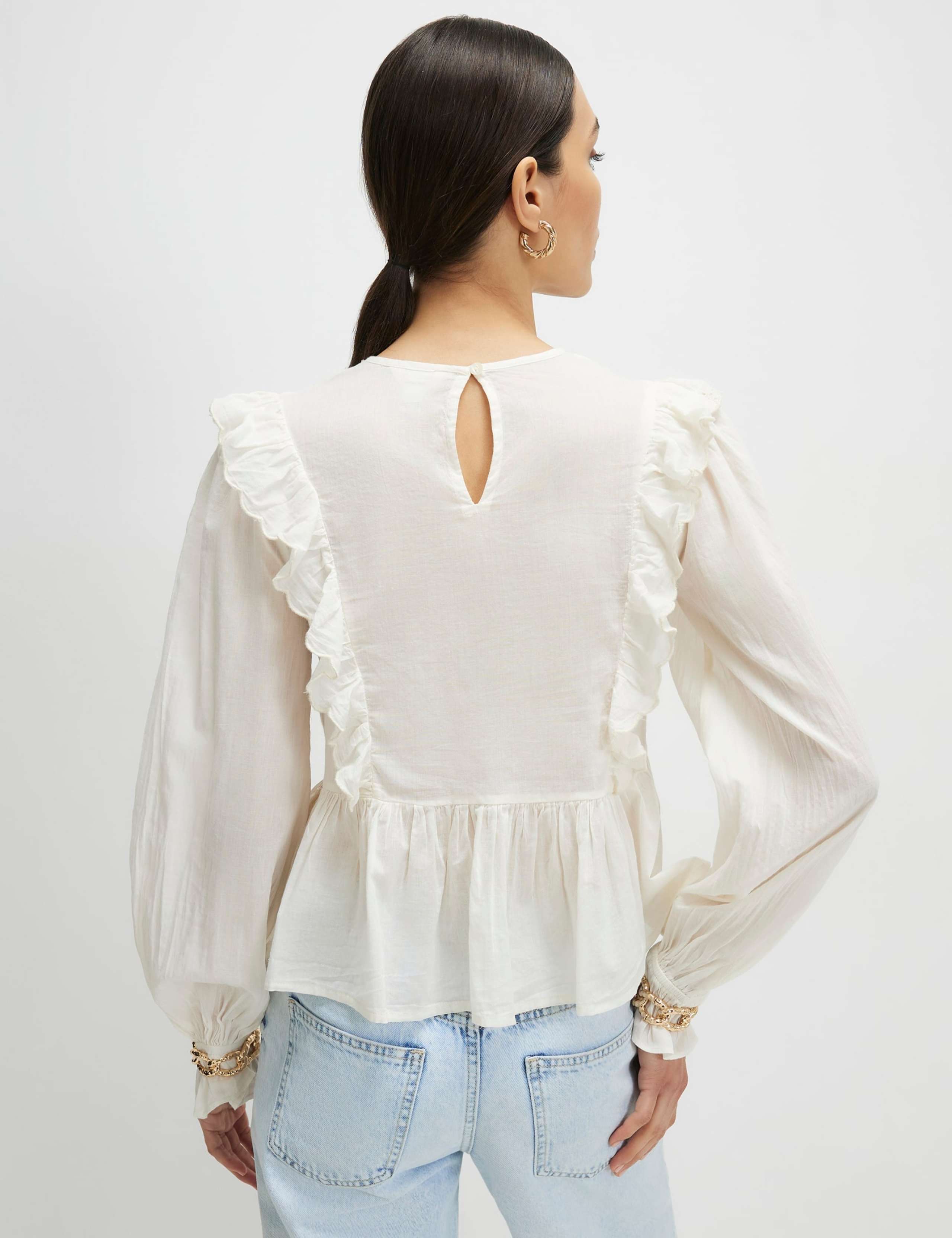 Pure Cotton Cutwork Lace Ruffle Blouse 3 of 4
