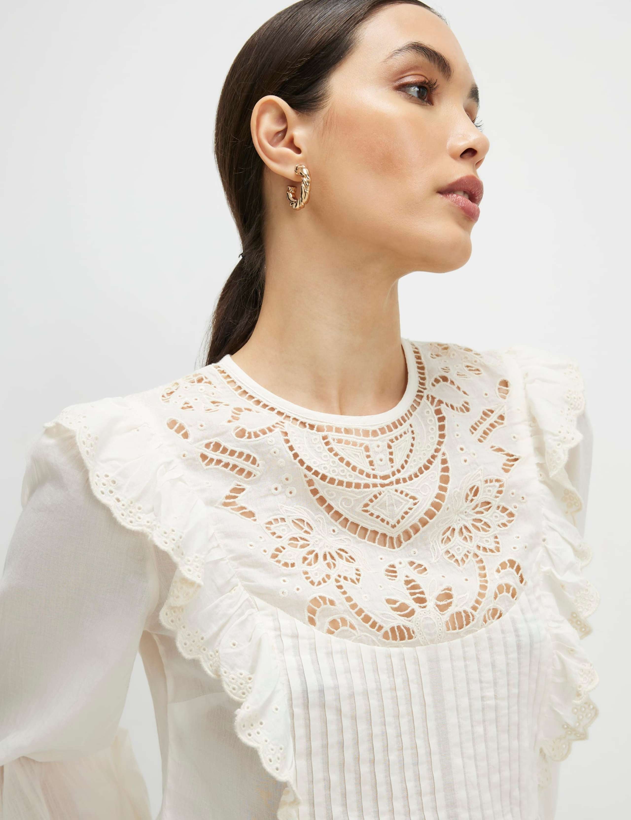 Pure Cotton Cutwork Lace Ruffle Blouse 4 of 4