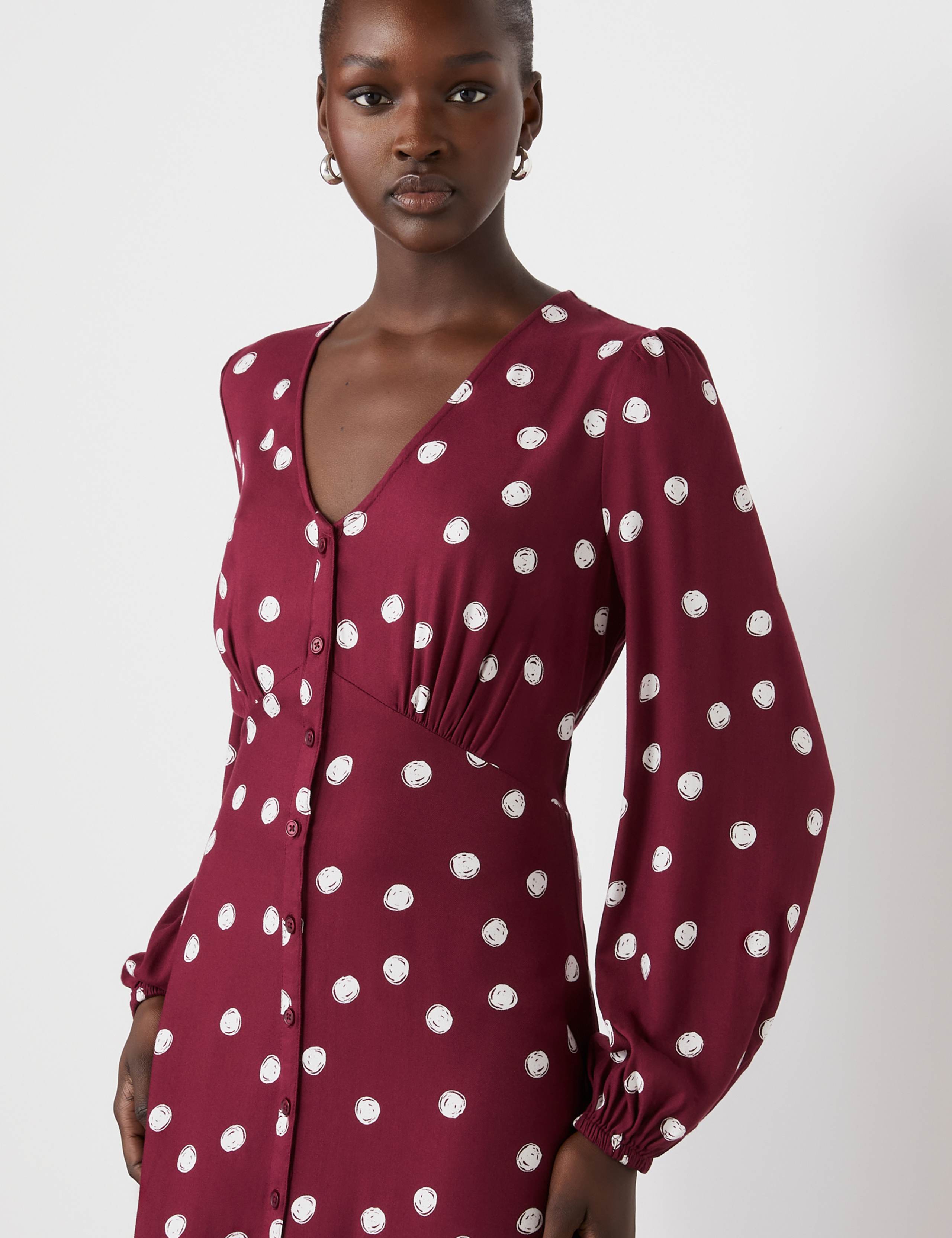 Polka Dot V-Neck Midi Skater Dress 4 of 4
