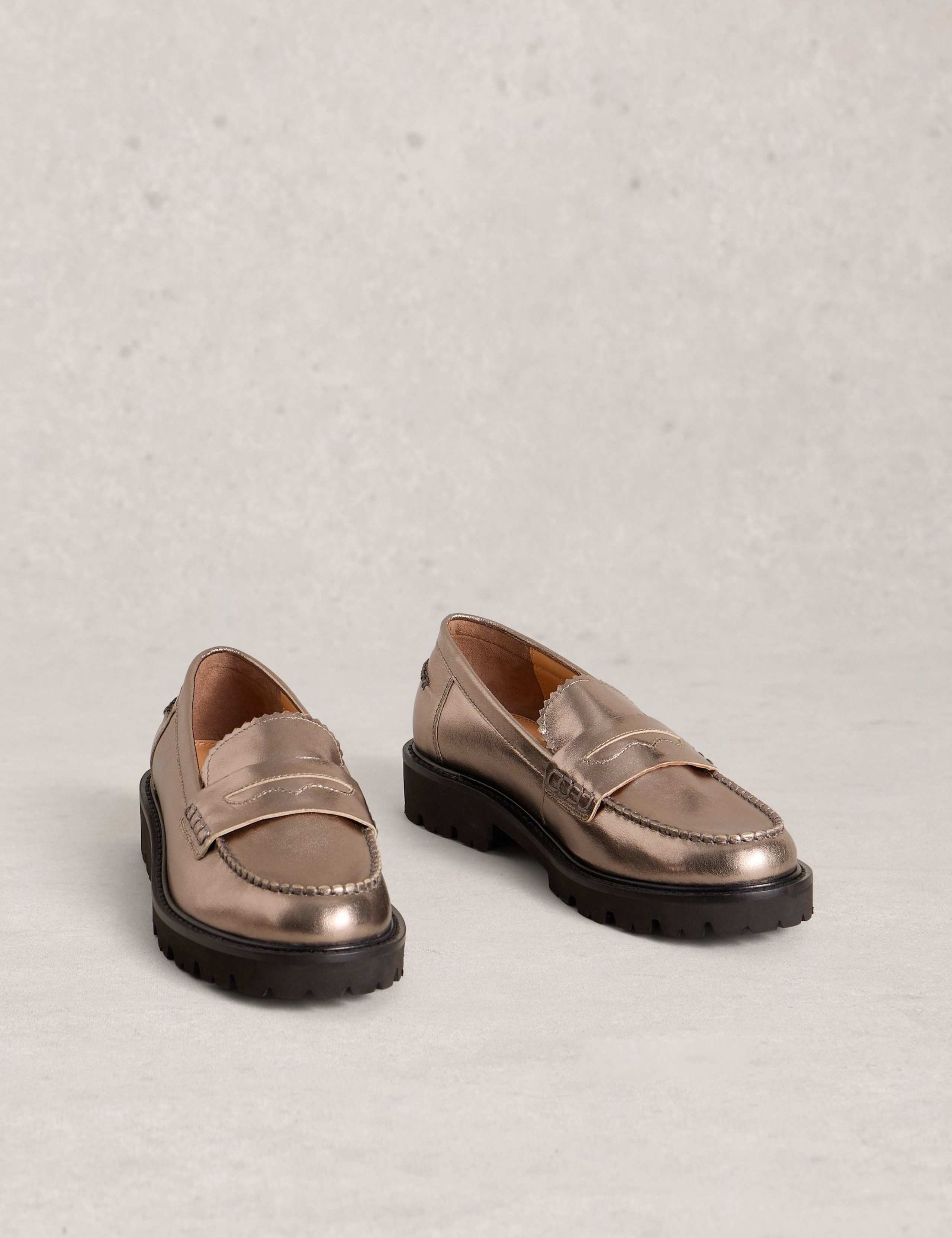 Suede Block Heel Round Toe Loafers 2 of 4