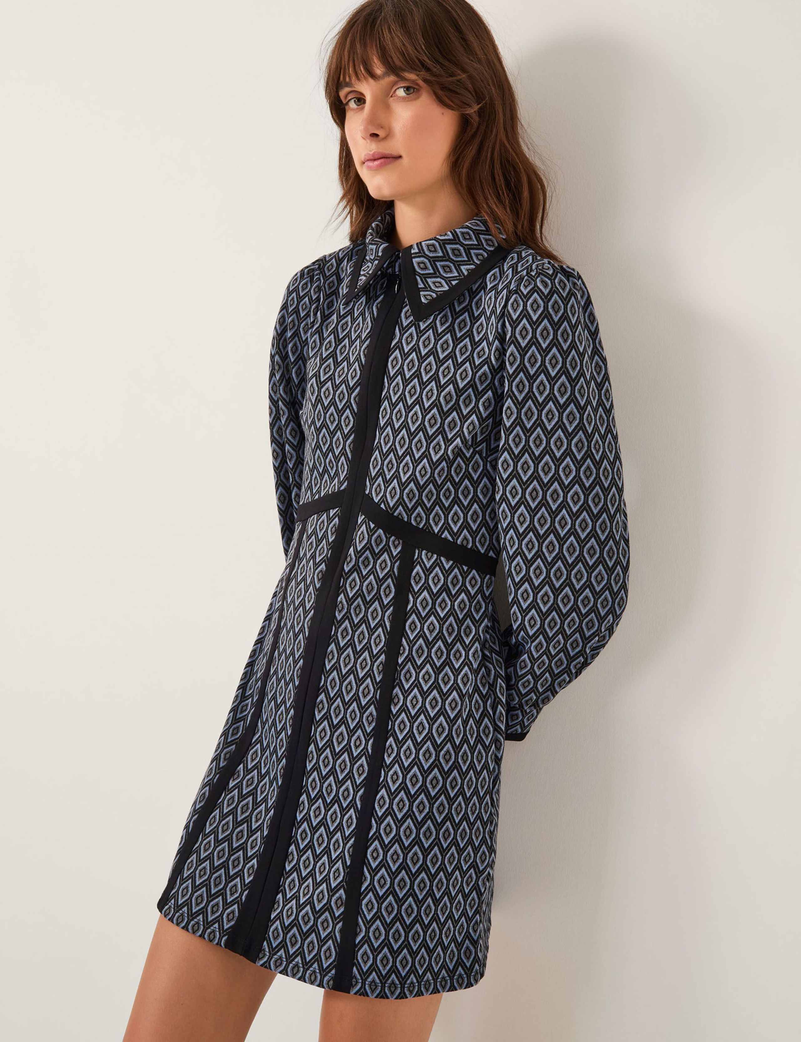 Jacquard Mini Shirt Dress 1 of 4
