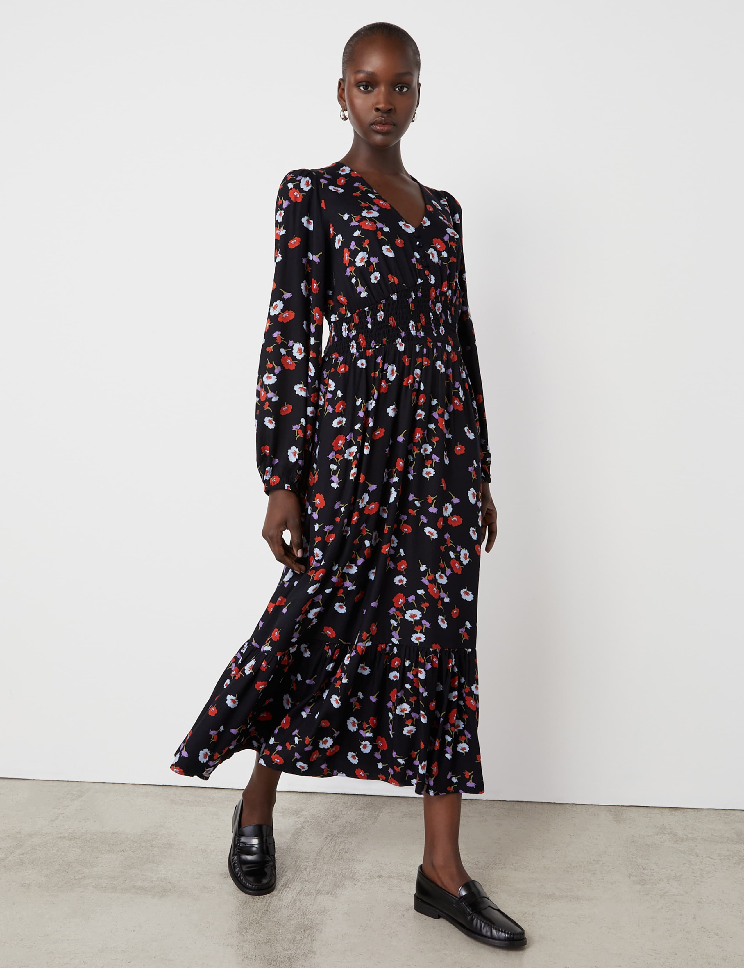 Floral V-Neck Midaxi Tiered Dress 3 of 4