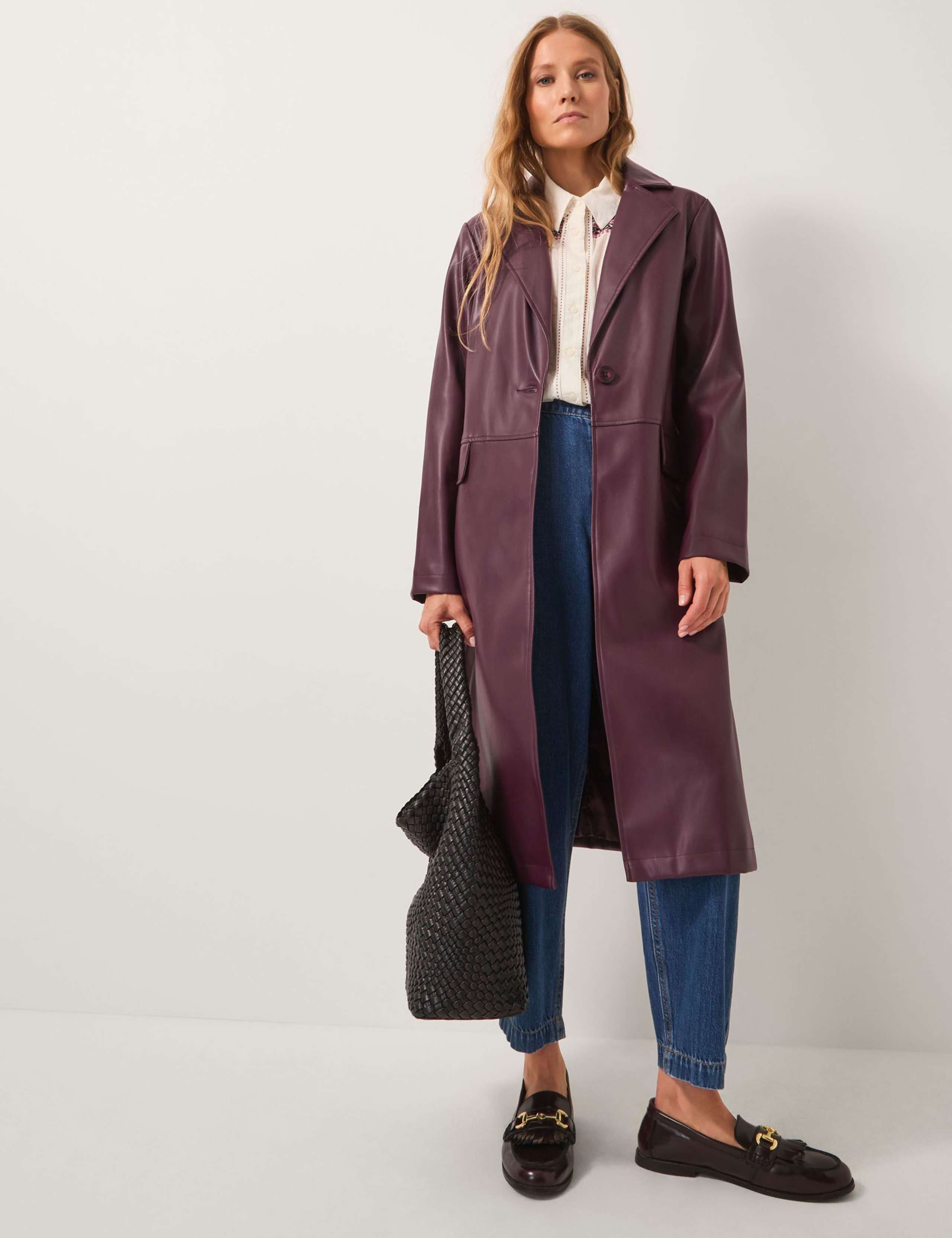 Faux Leather Trench Coat 3 of 5
