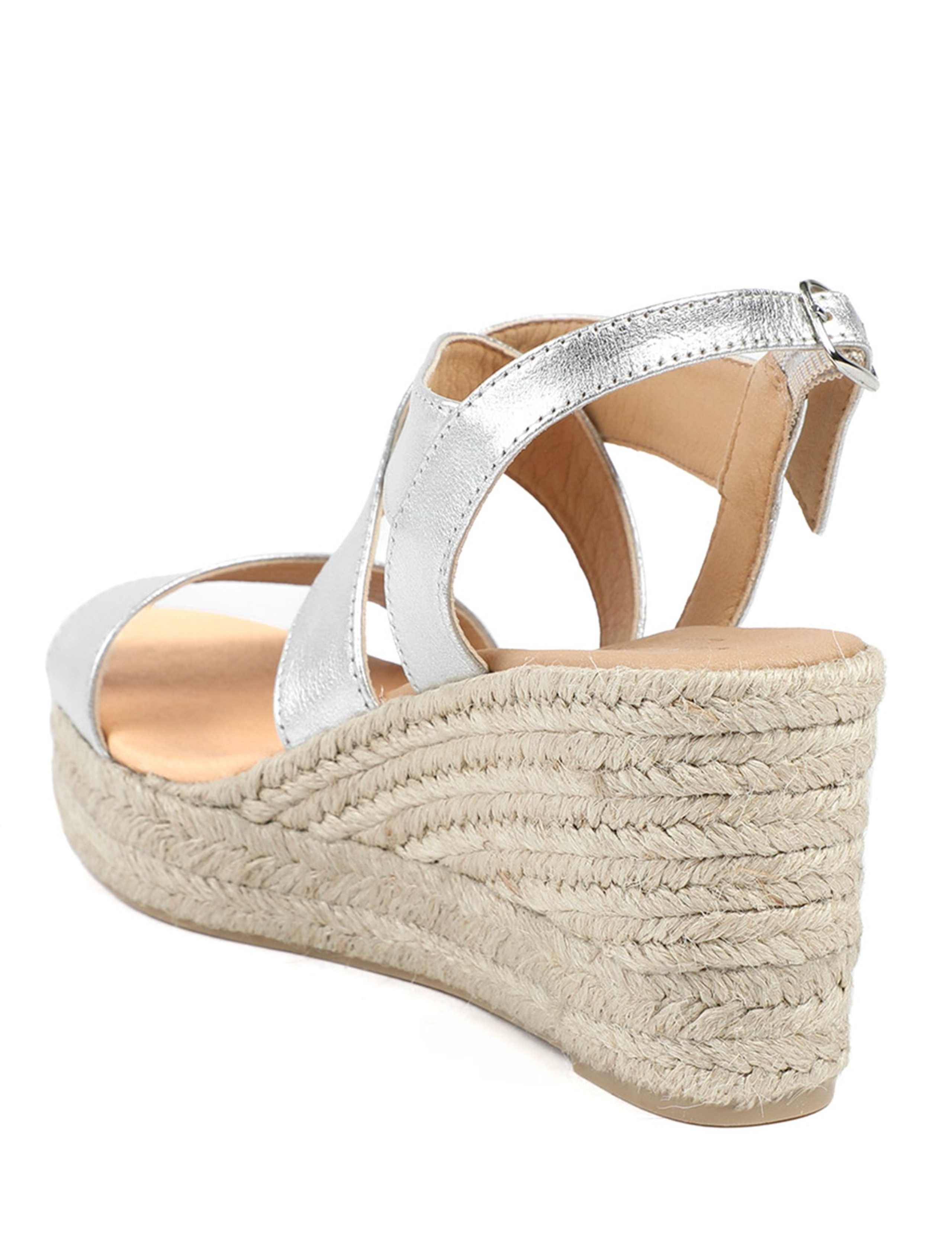 Leather Metallic Wedge Espadrille Sandals 3 of 6