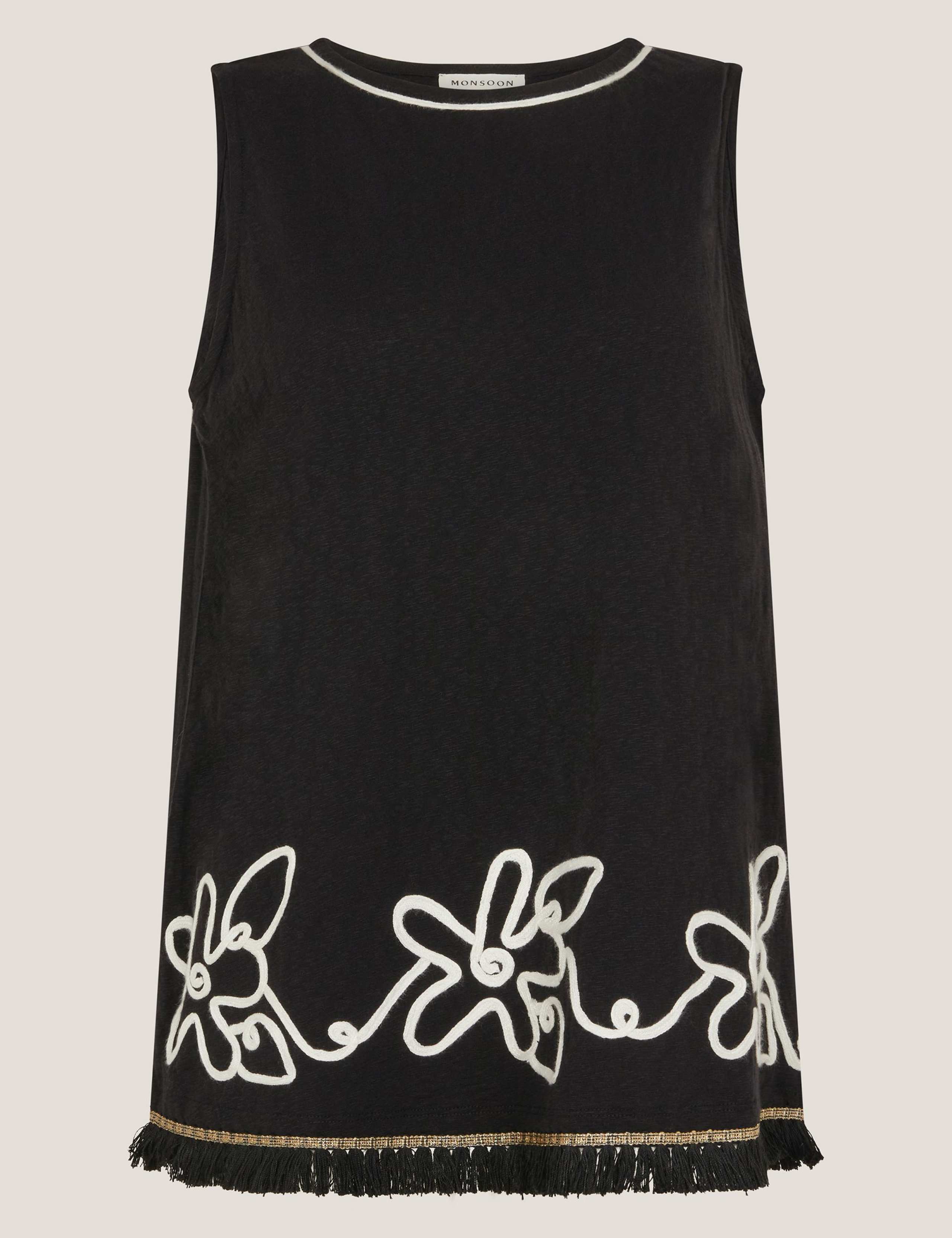 Pure Cotton Floral Embroidered Tassel Top 2 of 5