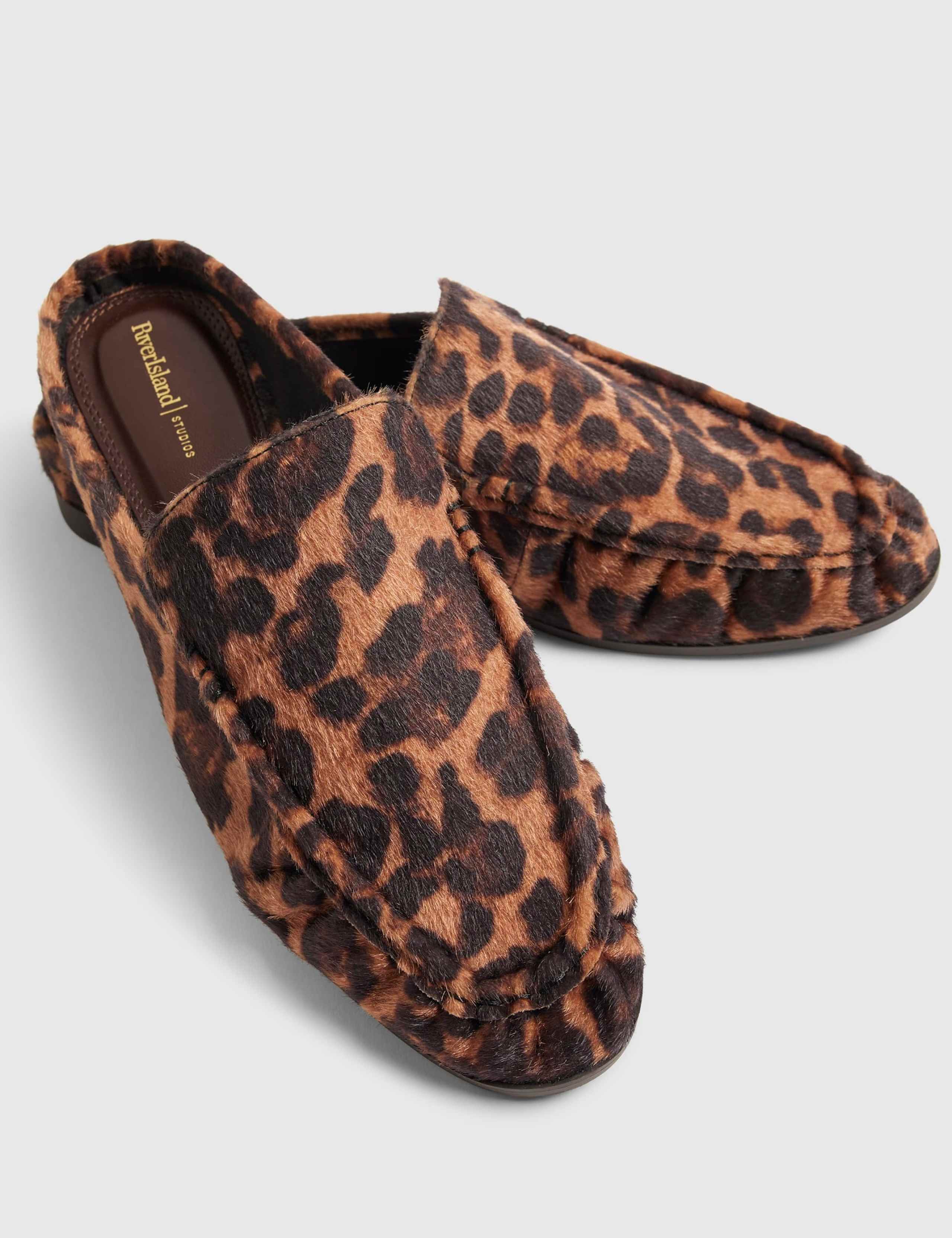 Leopard Print Slip On Flat Loafers 2 of 5