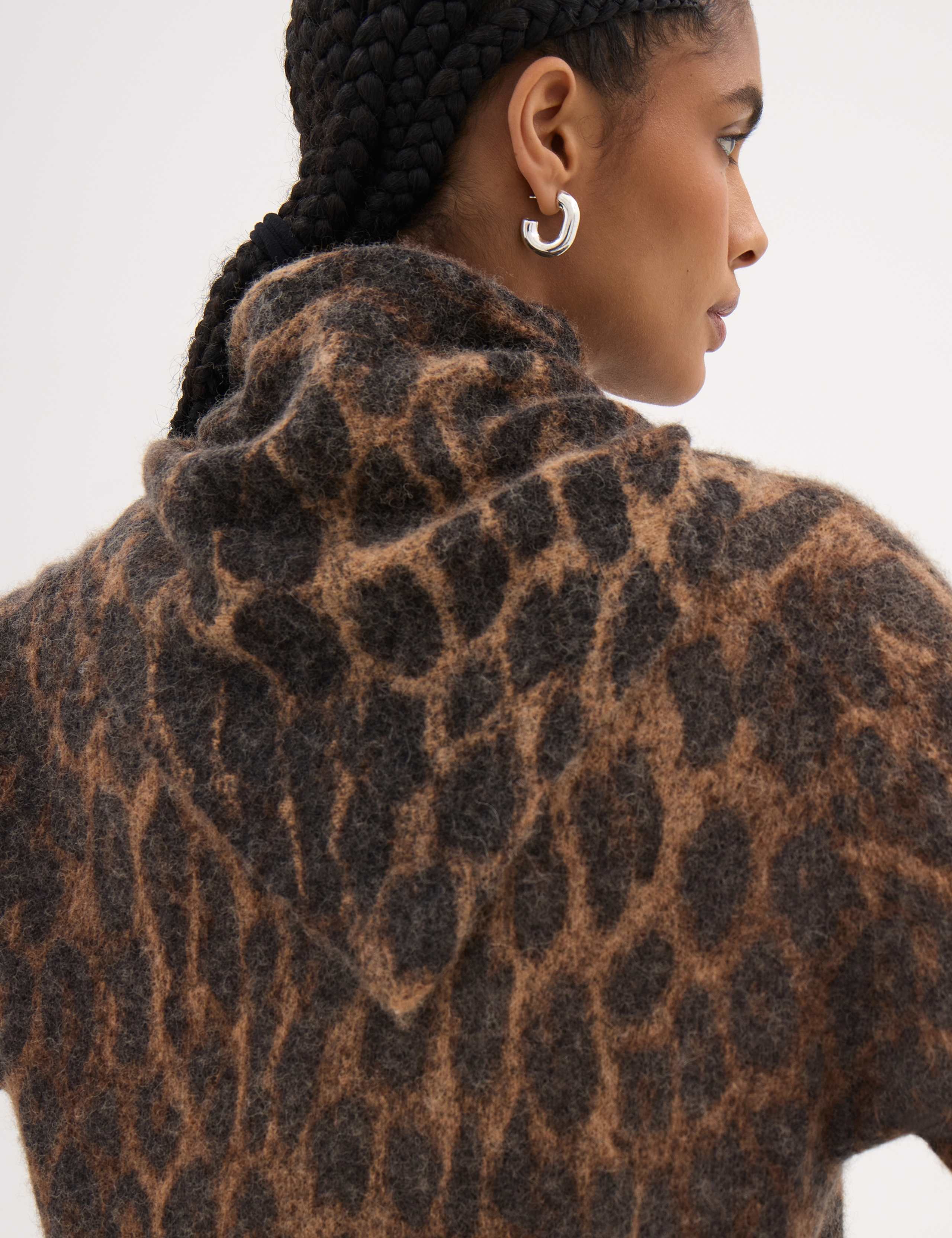 Leopard Wool Blend Triangle Scarf 3 of 3