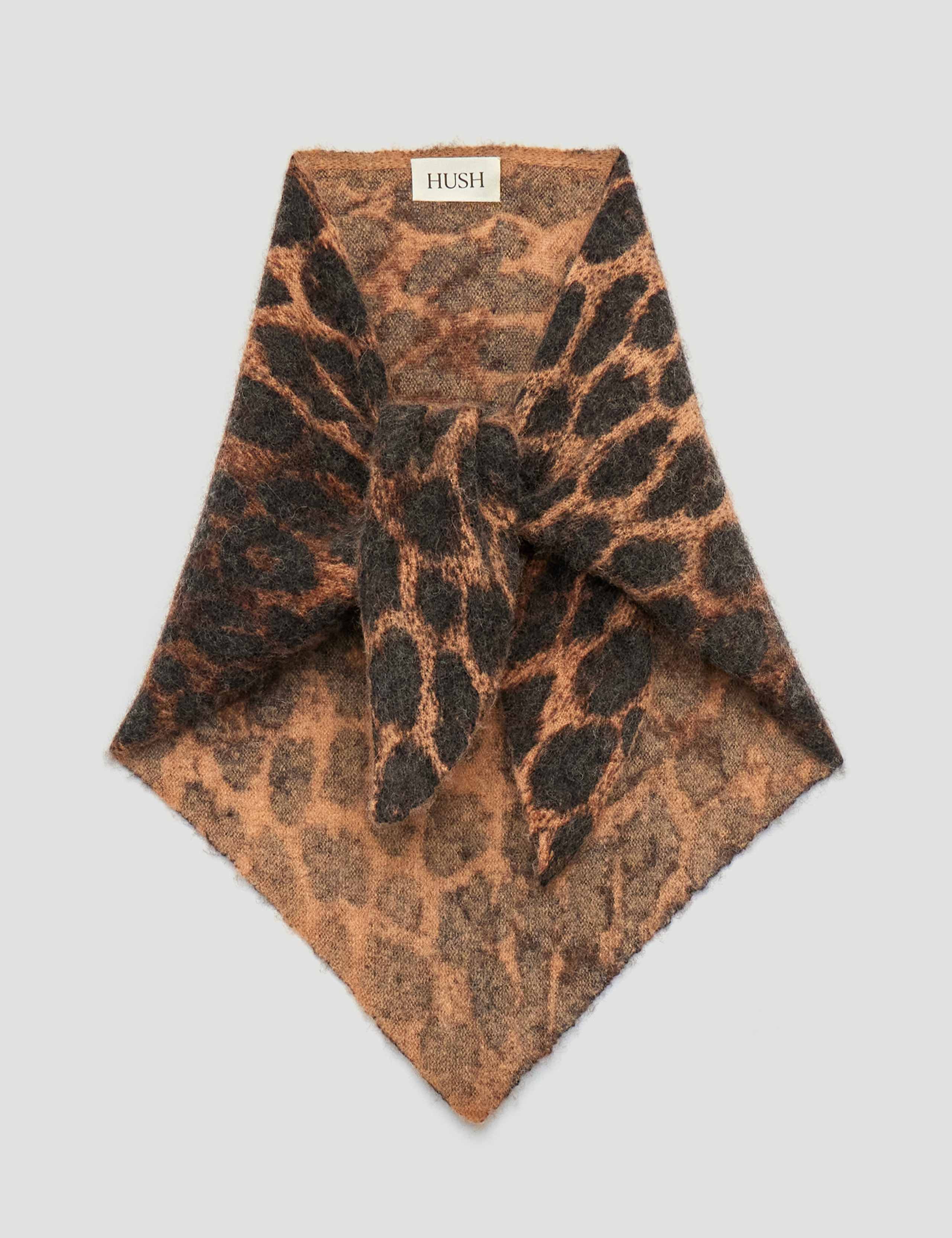 Leopard Wool Blend Triangle Scarf 2 of 3