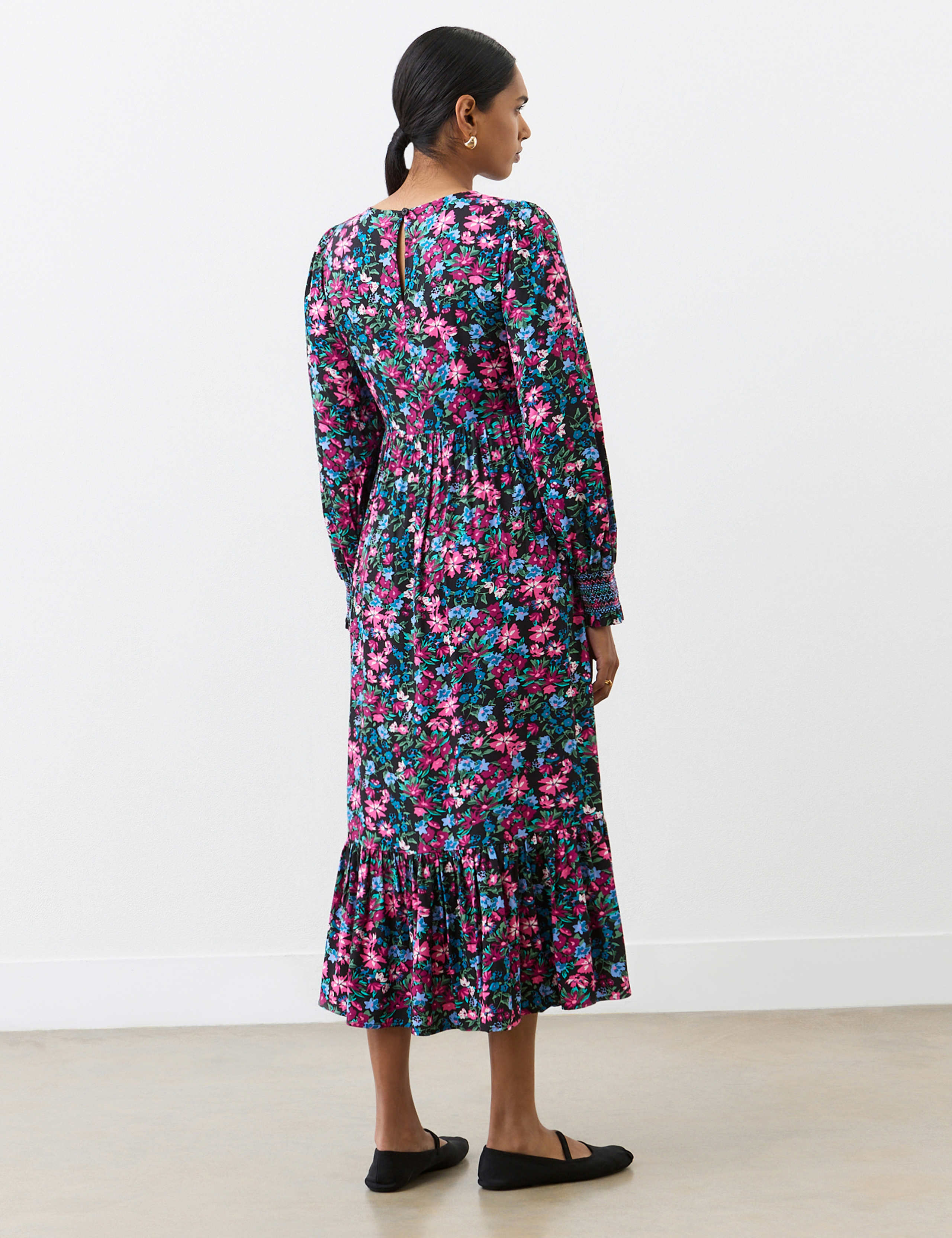 Floral Shired Midi Smock Dress 2 of 4