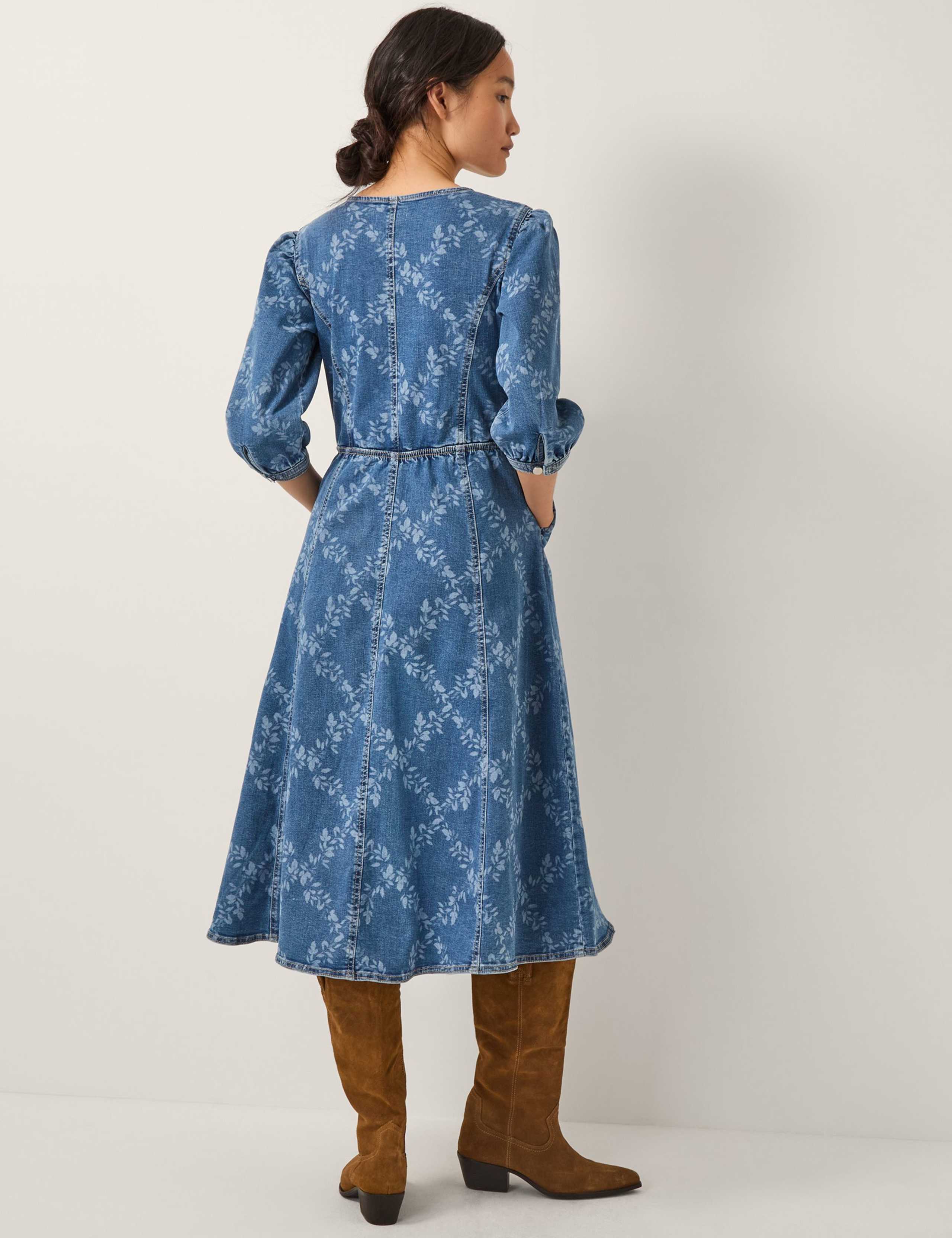 Cotton Rich Floral Midi Skater Dress 4 of 4