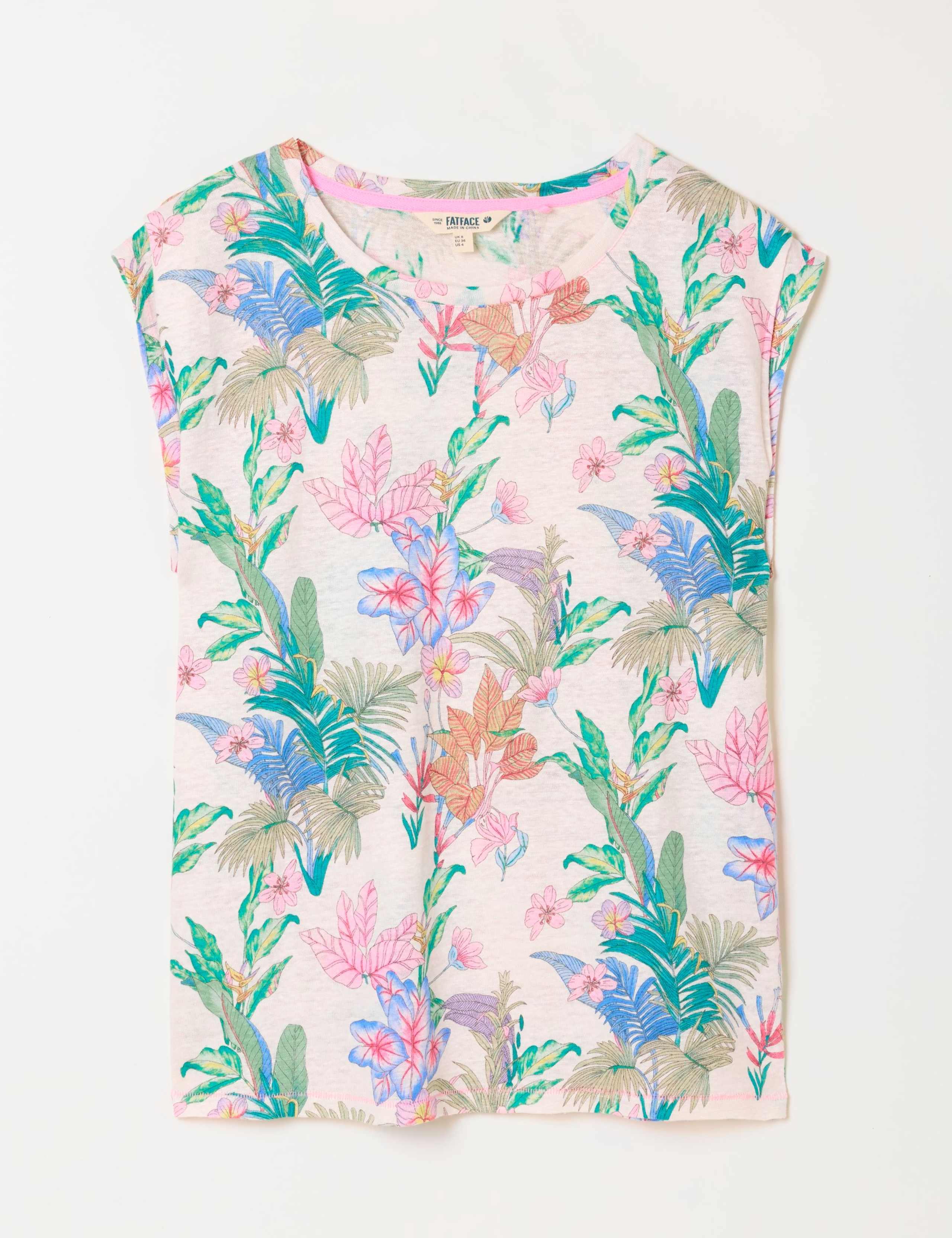 Pure Linen Tropical Floral Top 2 of 4