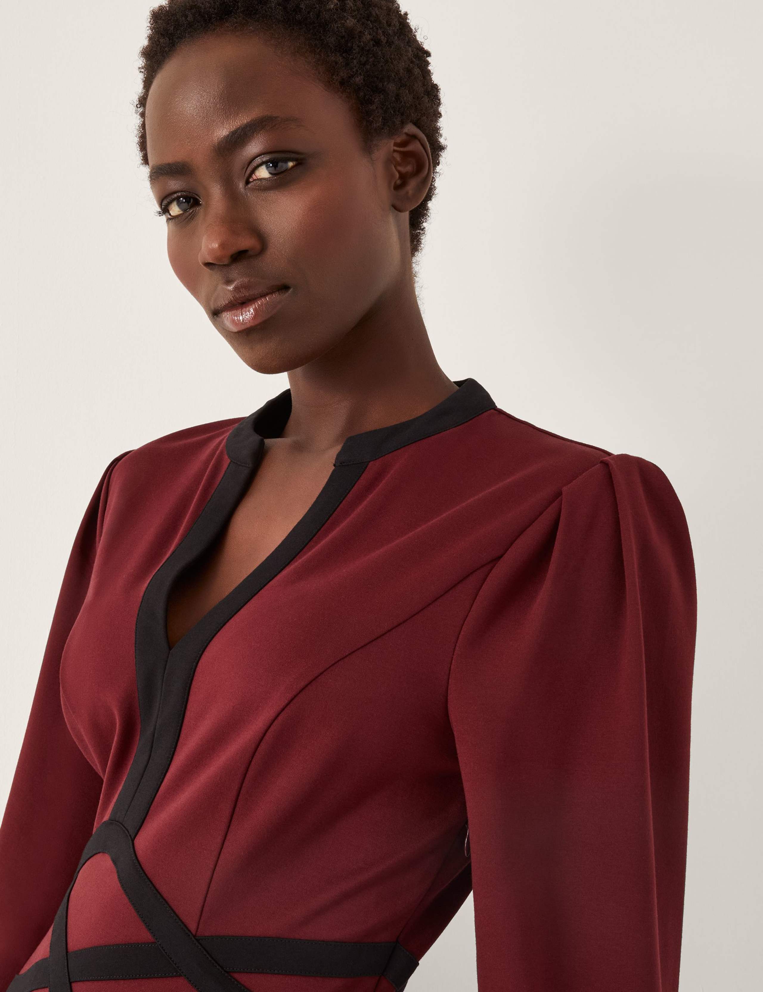 Jersey V-Neck Midi Skater Dress 4 of 5