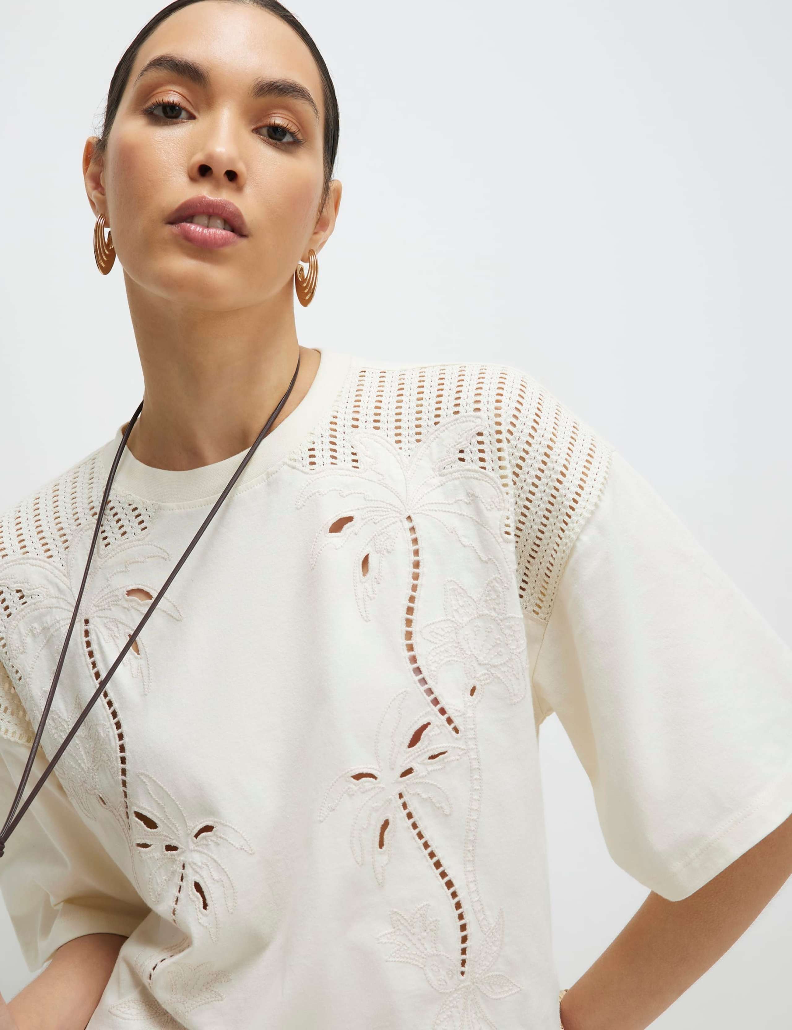 Pure Cotton Broderie T-Shirt 4 of 4