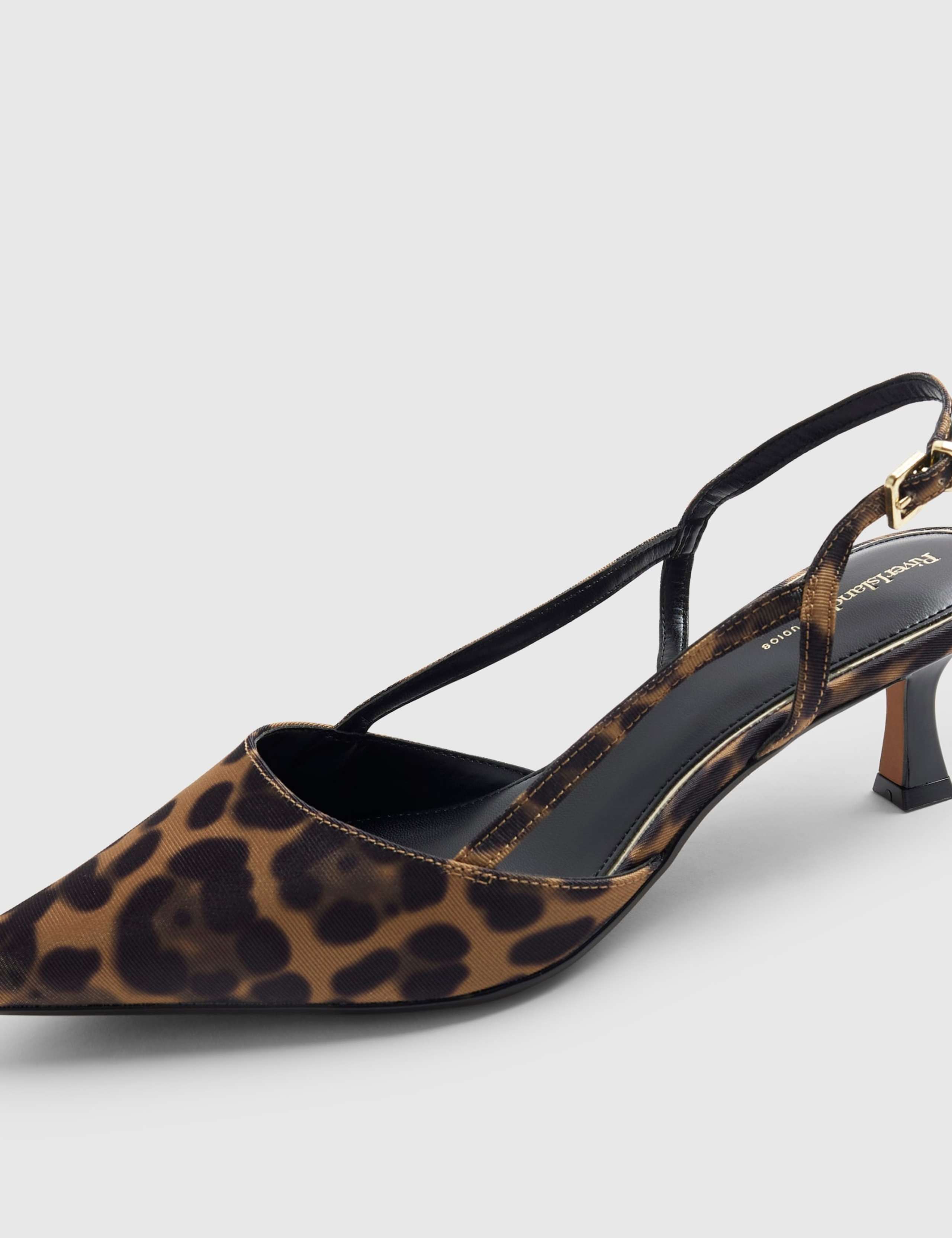 Leopard Print Kitten Heel Pointed Slingback Shoes 2 of 4