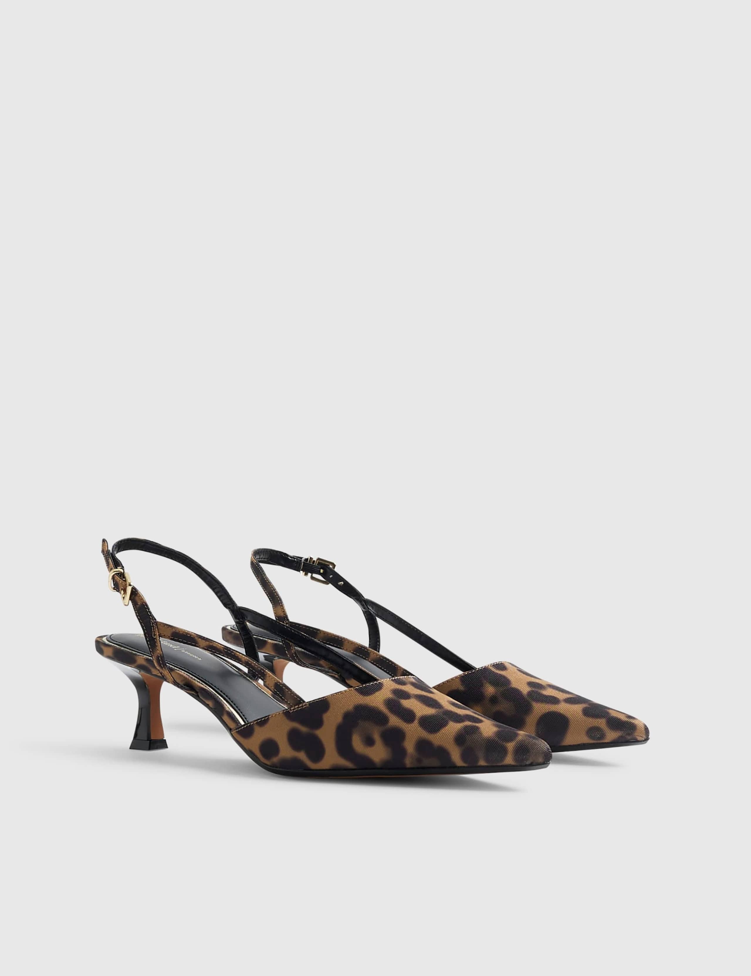 Leopard Print Kitten Heel Pointed Slingback Shoes 3 of 4