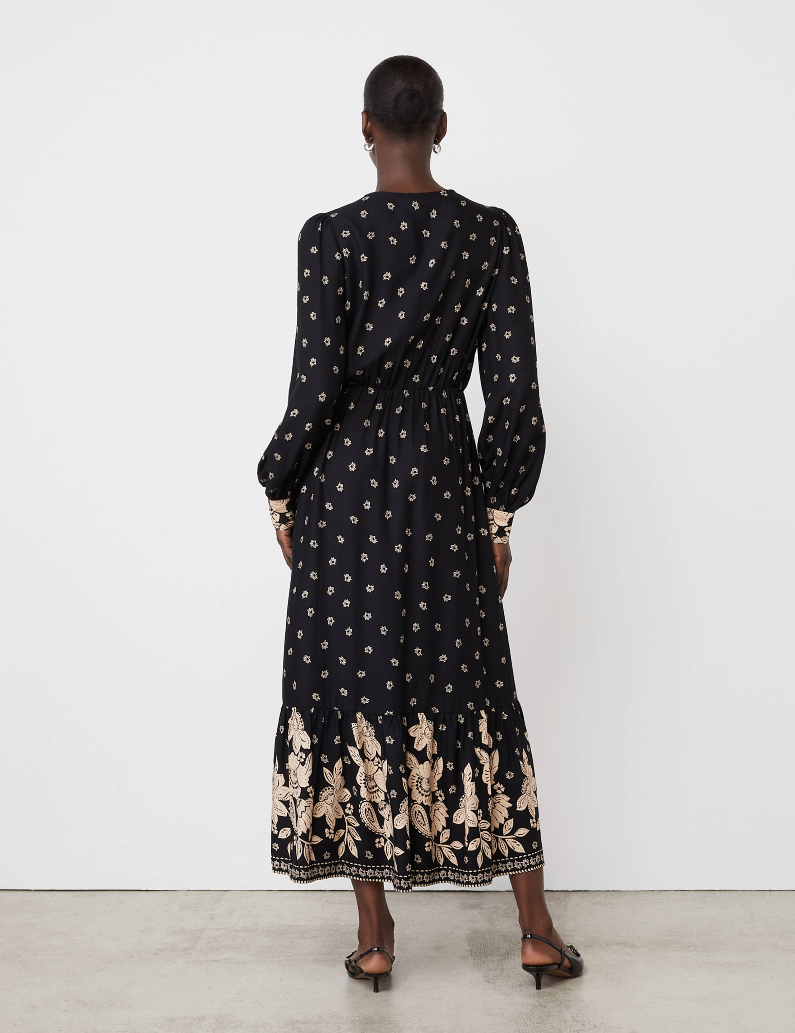 Floral V-Neck Midi Smock Dress 2 of 4