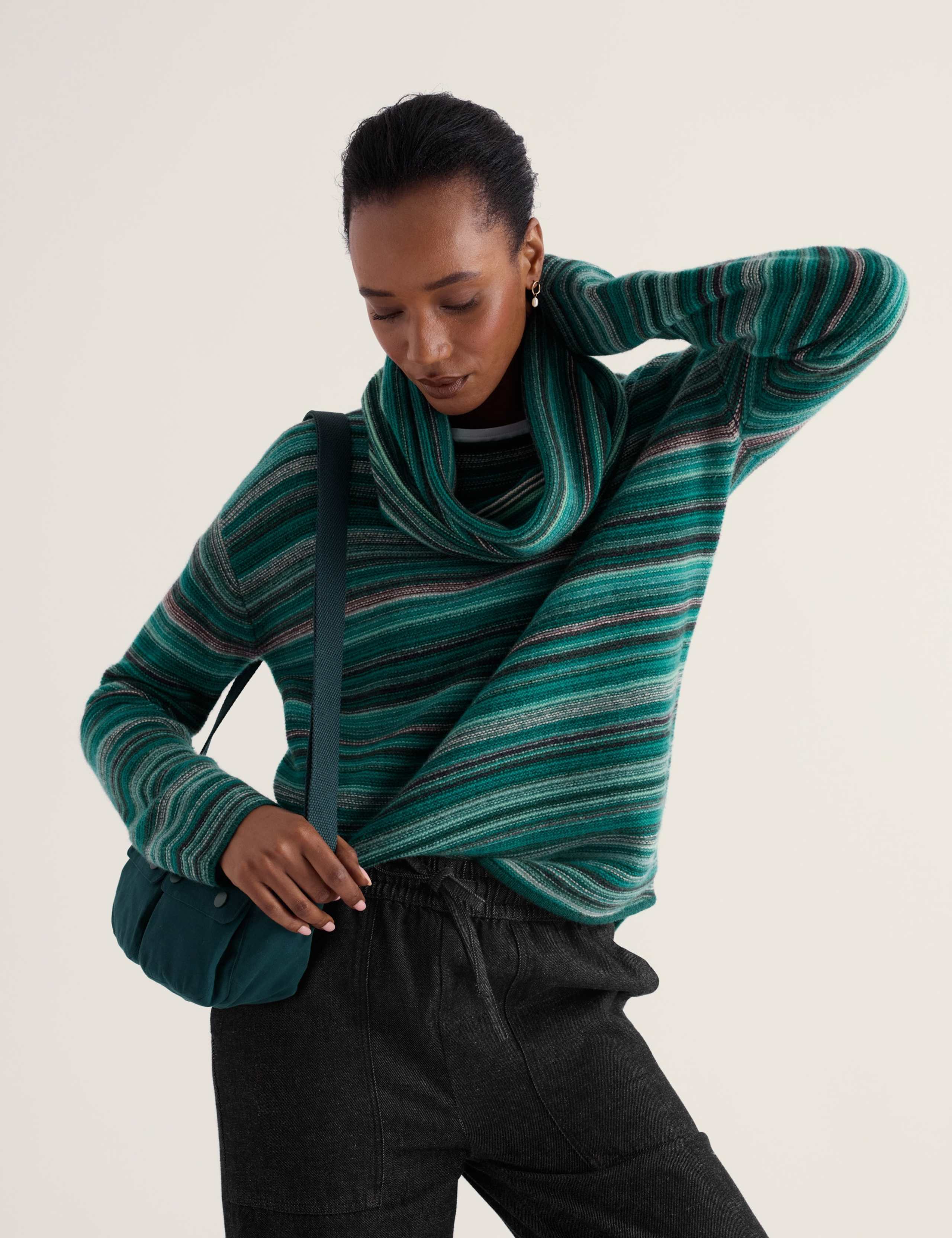 Merino Wool Rich Striped Snood 1 of 4