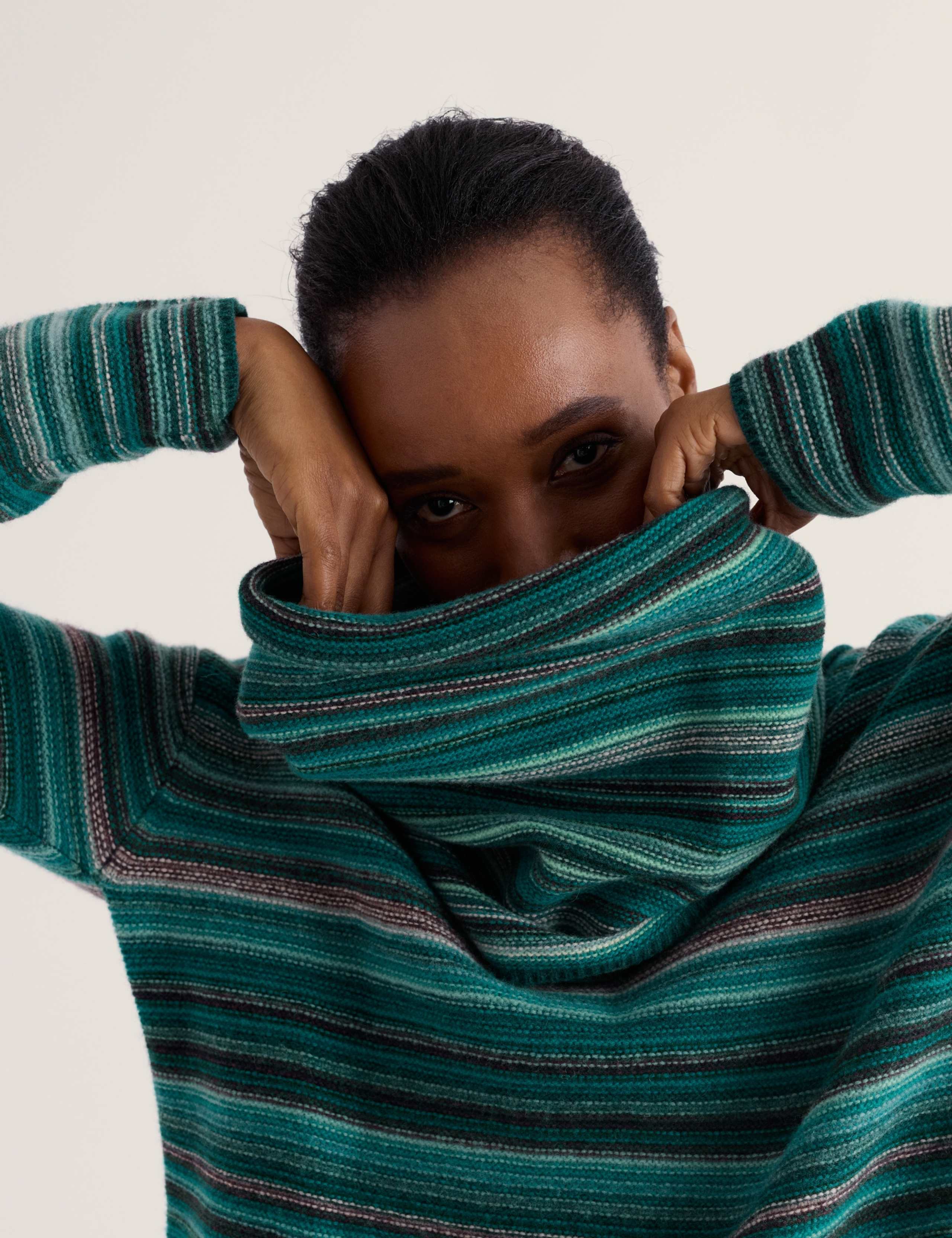 Merino Wool Rich Striped Snood 4 of 4