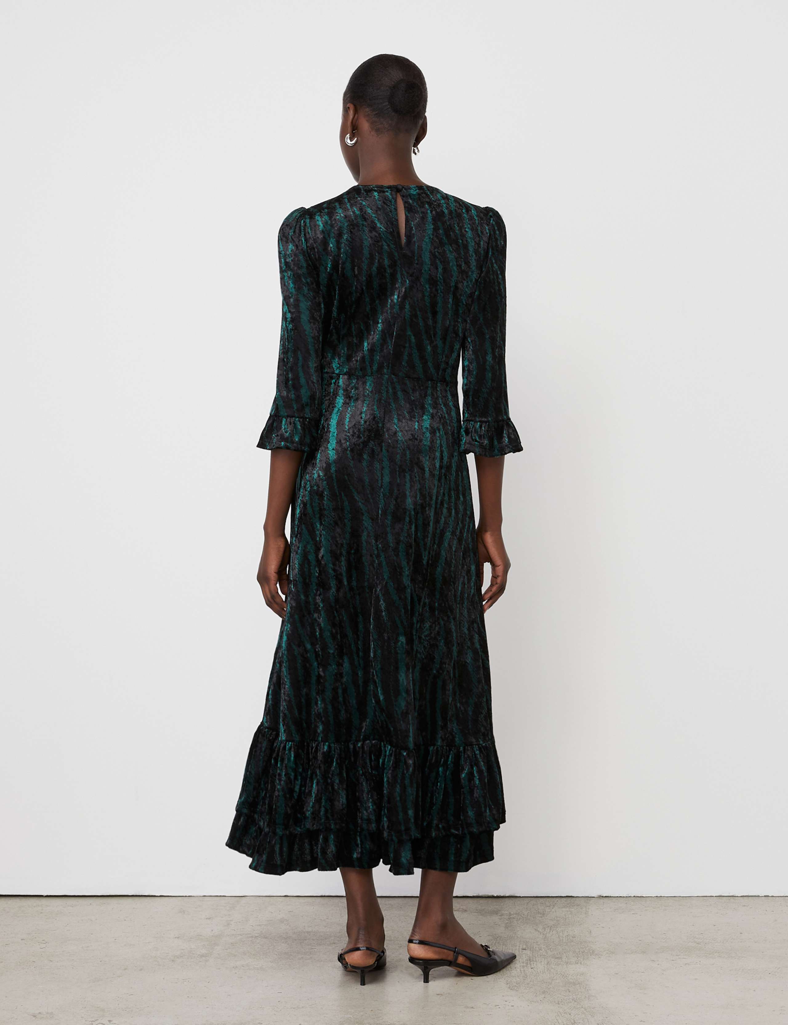 Animal Print Velvet Midi Tiered Dress 3 of 5