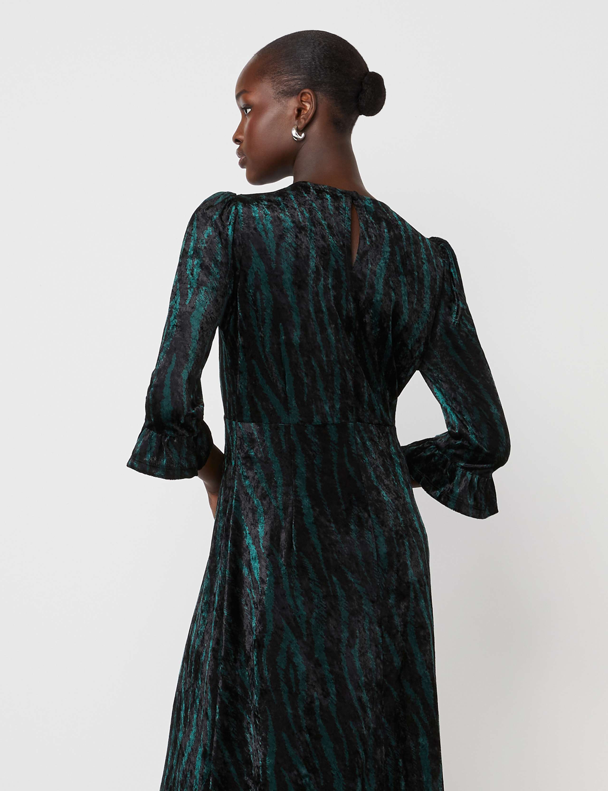 Animal Print Velvet Midi Tiered Dress 4 of 5