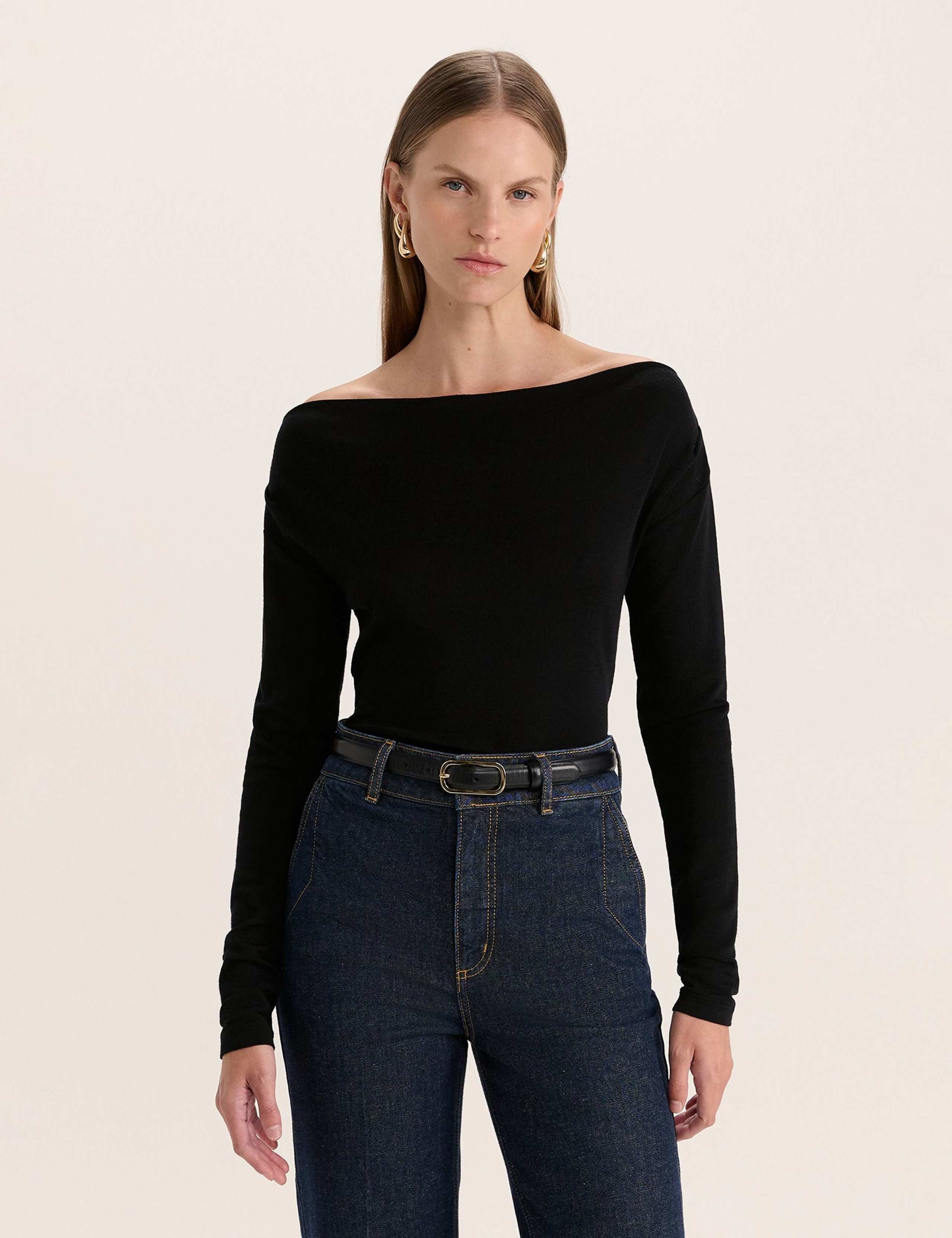 Pure Merino Wool Boat Neck Top 3 of 6