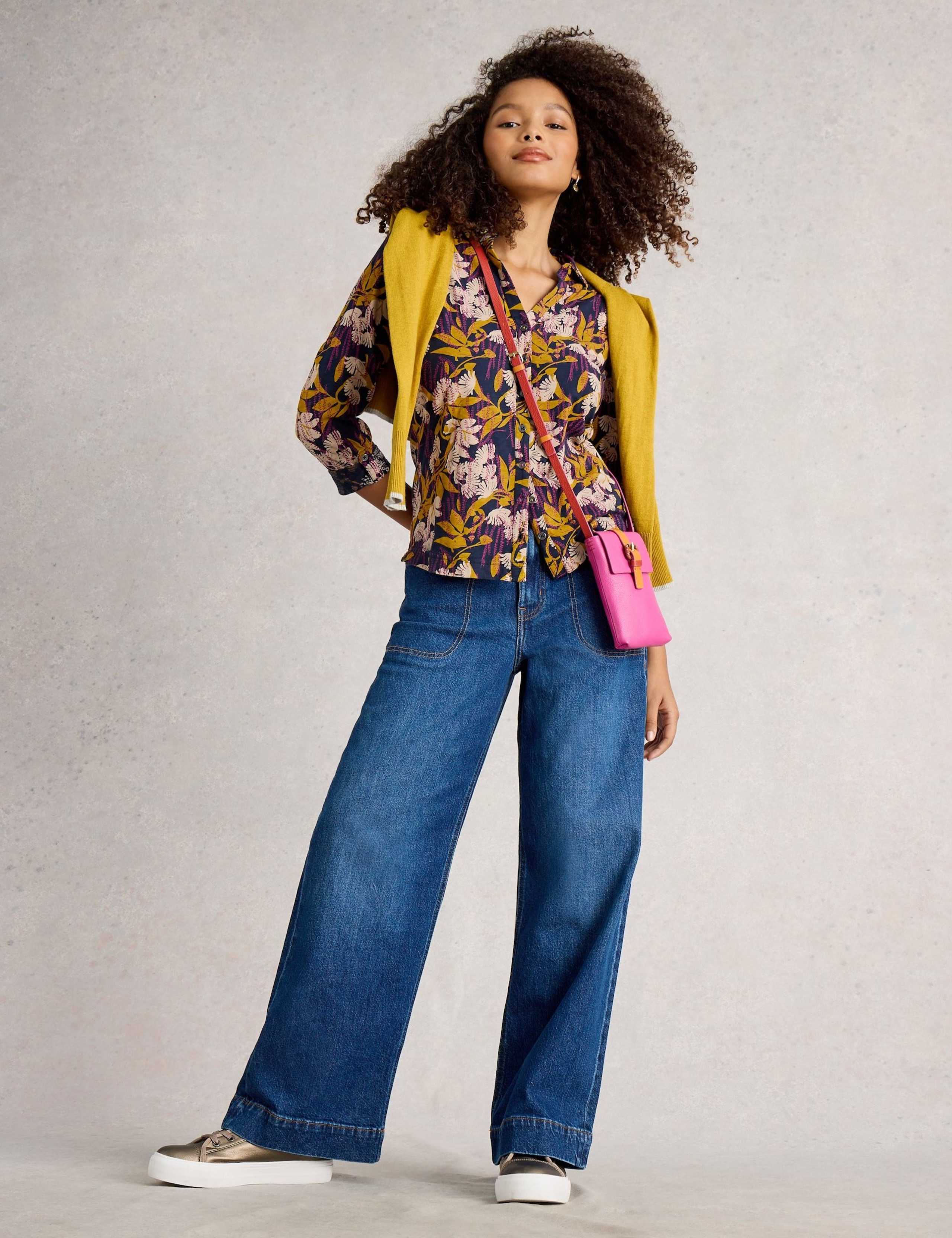 Pure Cotton Floral V-Neck Collared Shirt 3 of 6