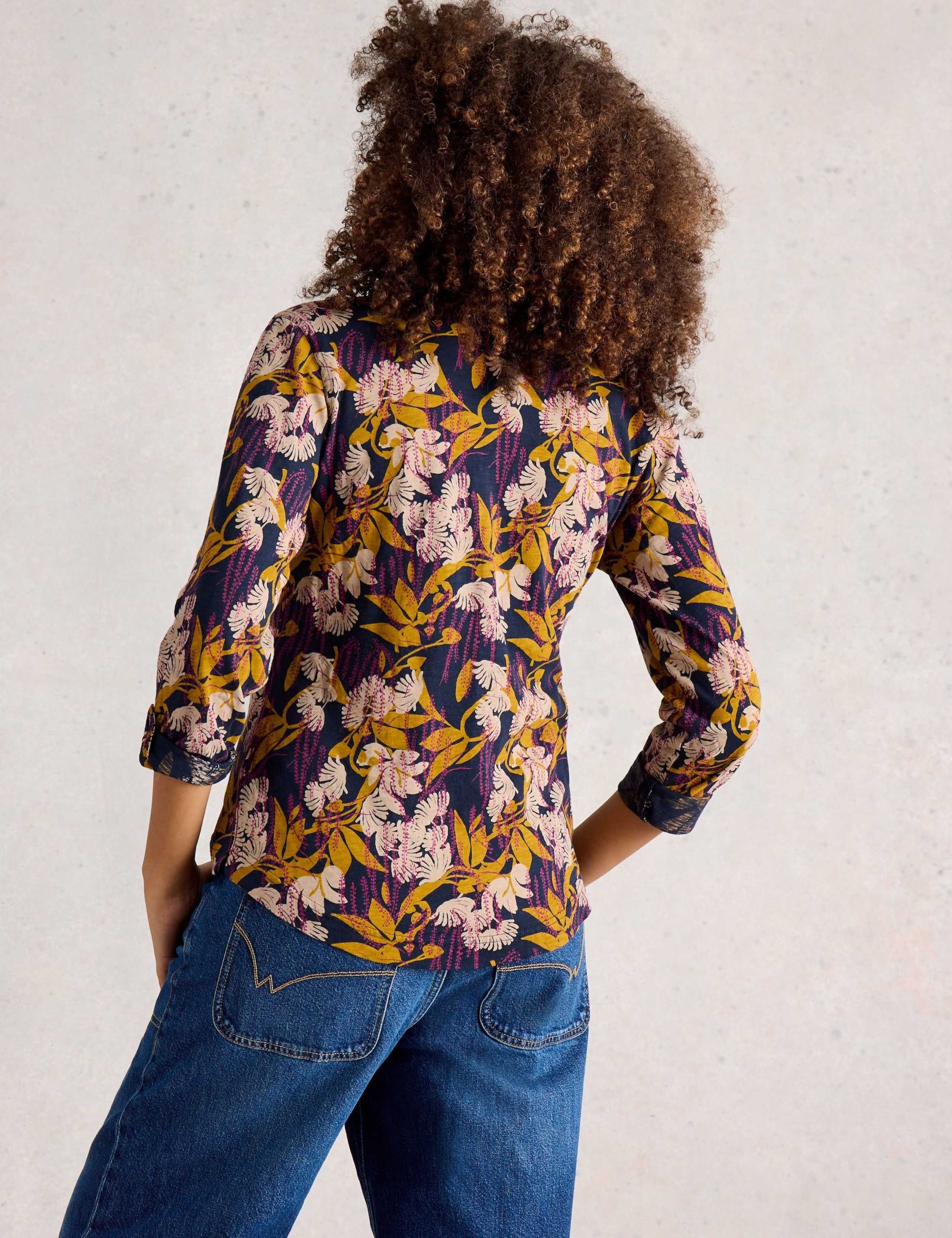 Pure Cotton Floral V-Neck Collared Shirt 4 of 6