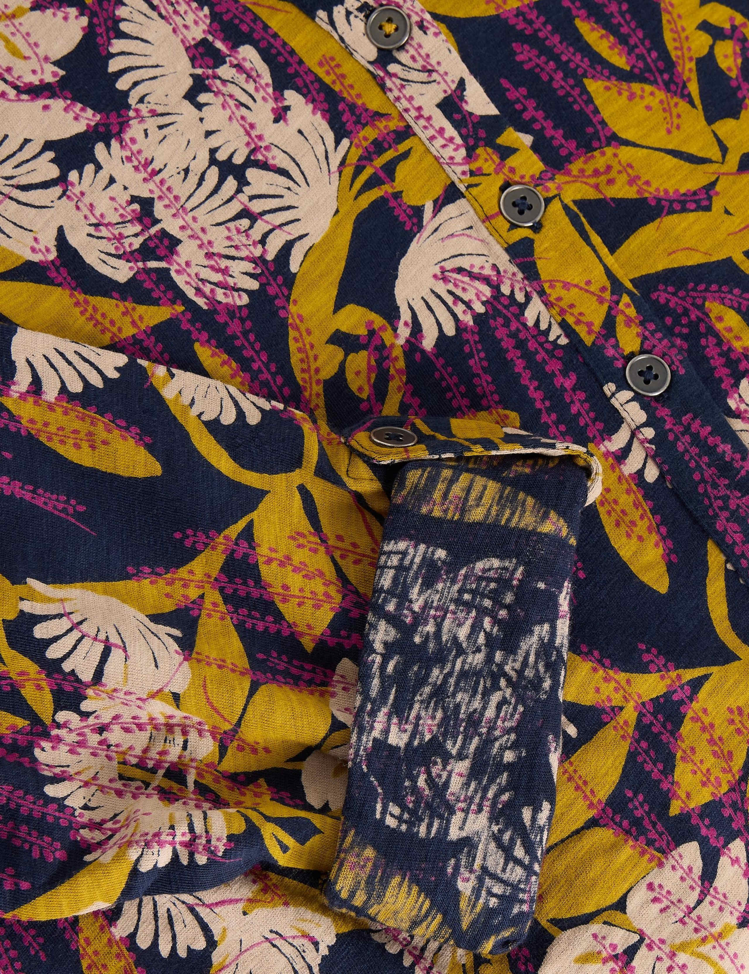 Pure Cotton Floral V-Neck Collared Shirt 5 of 6