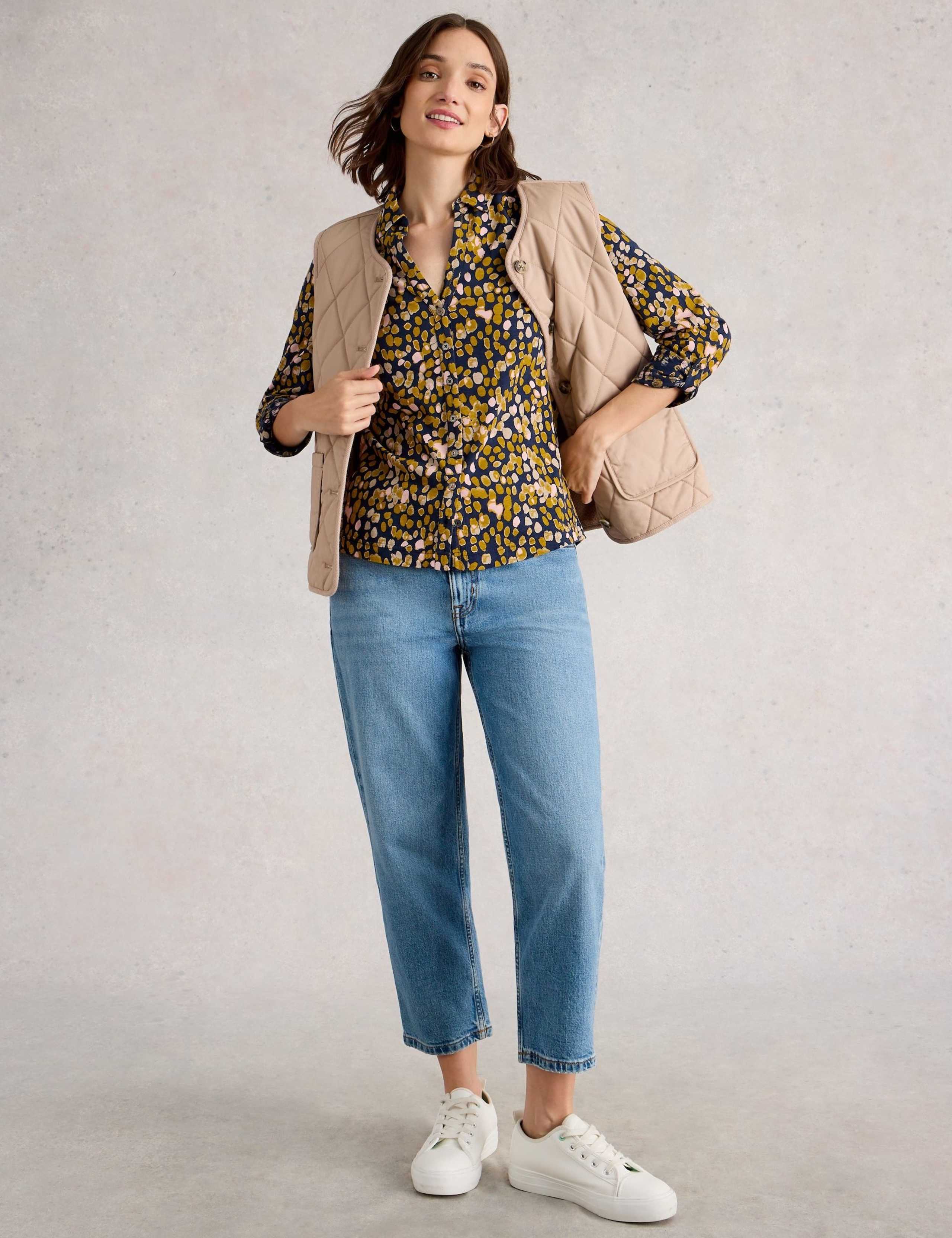 Pure Cotton Floral V-Neck Collared Shirt 1 of 6