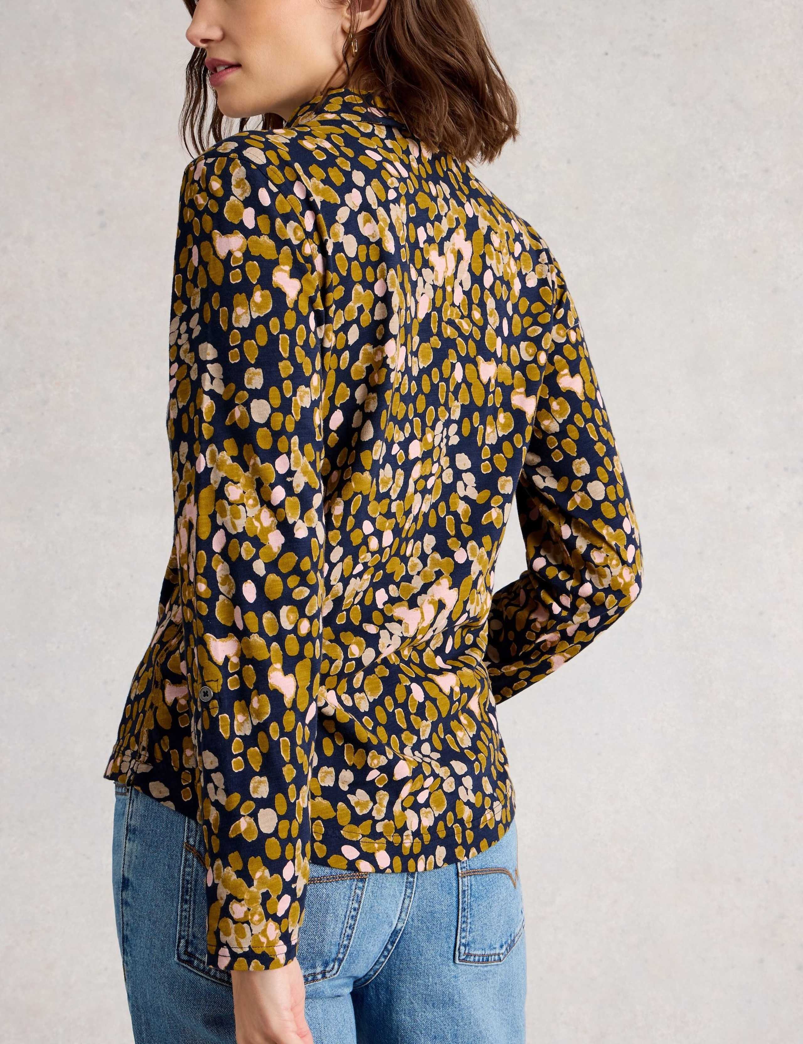 Pure Cotton Floral V-Neck Collared Shirt 5 of 6