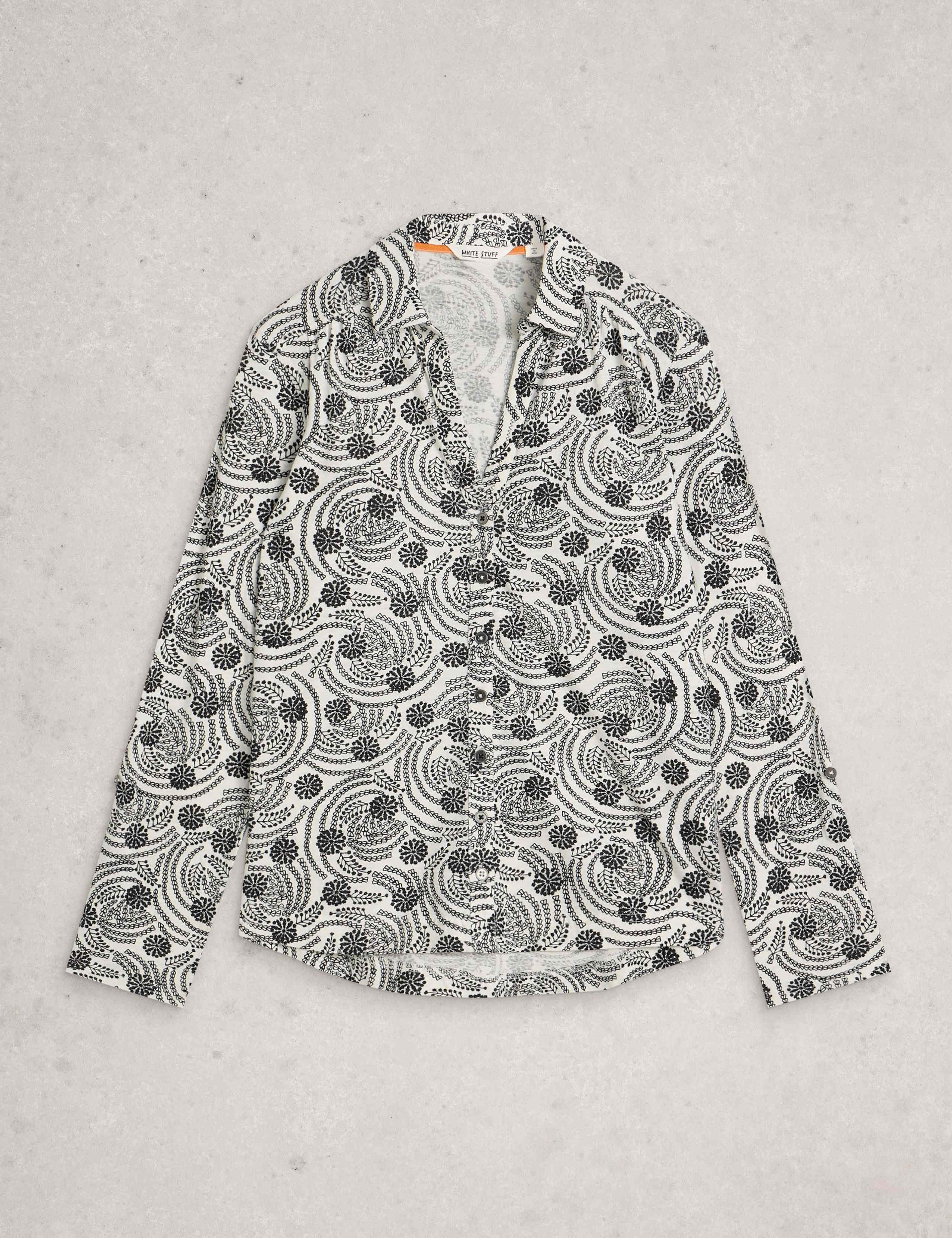 Pure Cotton Printed V-Neck Shirt 2 of 6