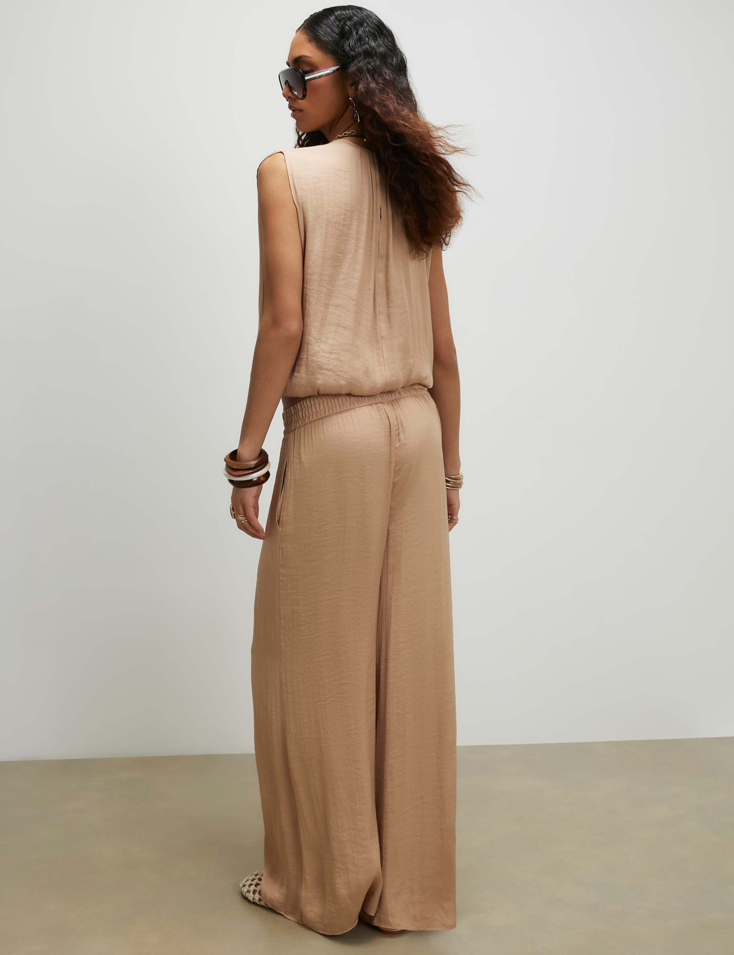Satin Elasticated Waist Wide Leg Trousers 4 of 4