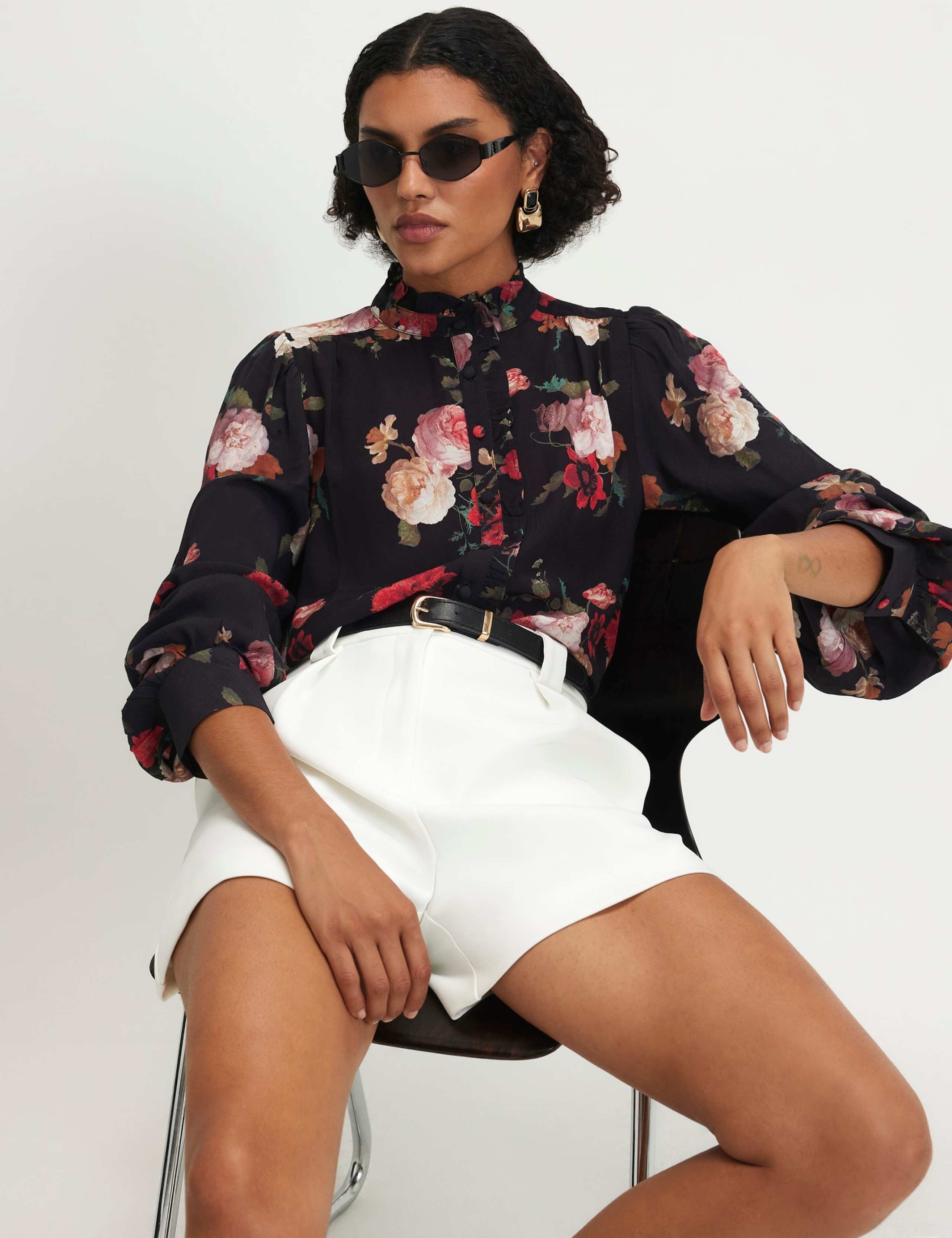 Floral High Neck Ruffle Blouse 2 of 6